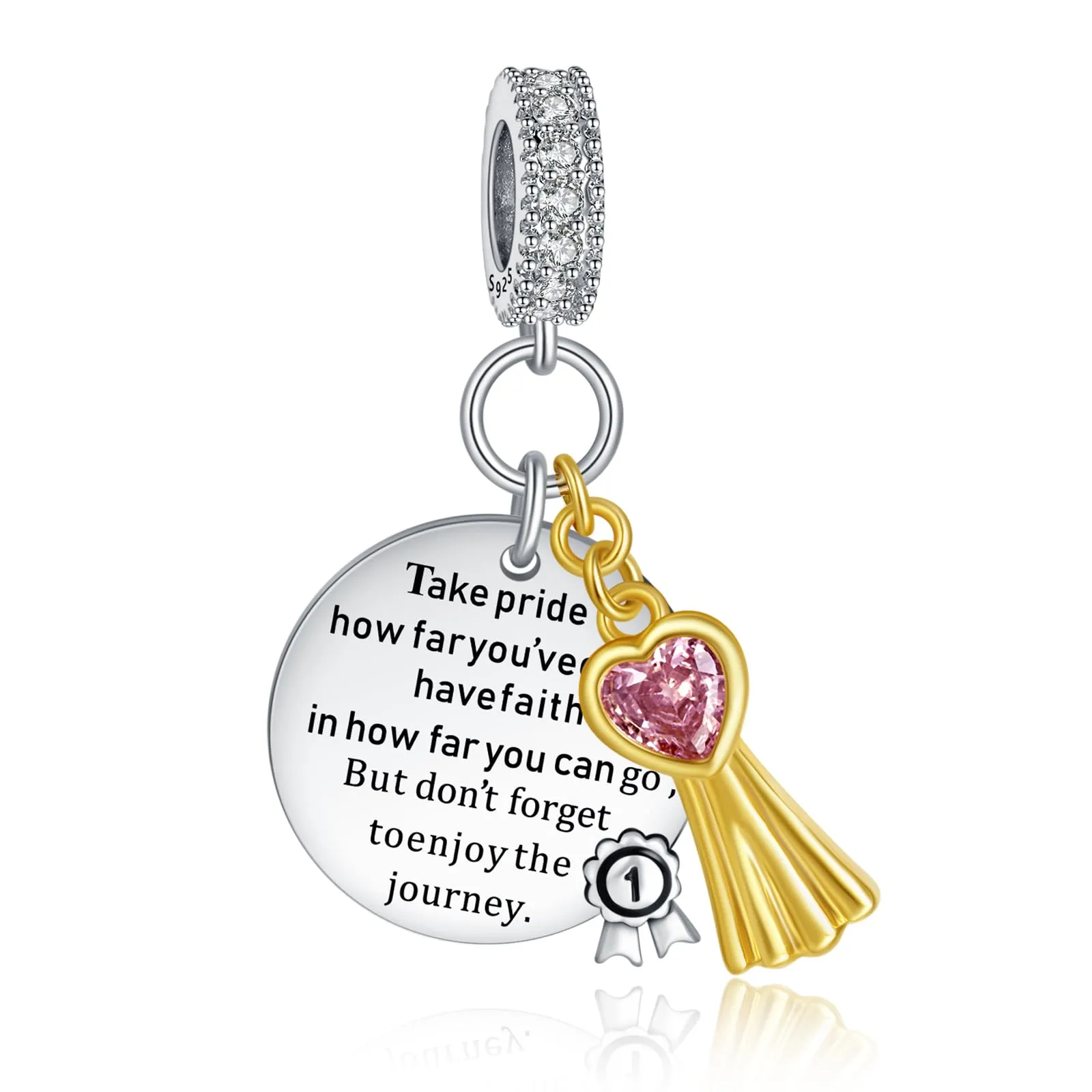 Rimgoris Charm in Argento Sterling 925 con Doppio Ciondolo per Laurea per Bracciali e Collane - immagine 1