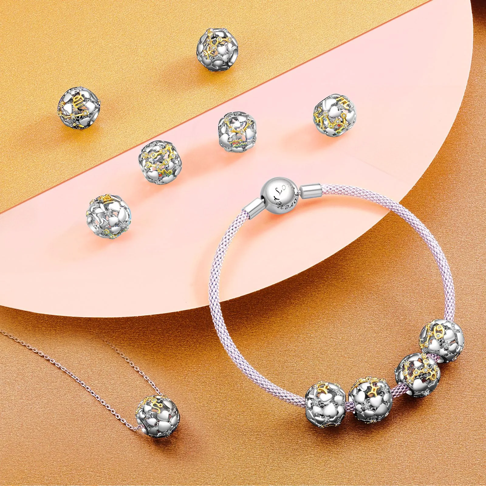 Rimgoris Charm in Argento Sterling 925 Segno Zodiacale Toro Bicolore per Bracciali e Collane Donna - immagine 3