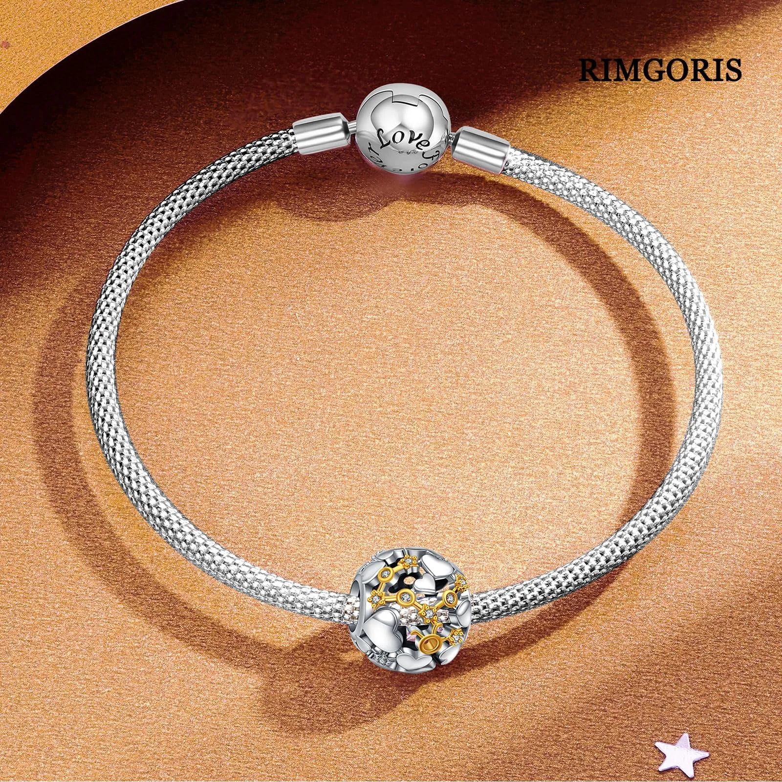 Rimgoris Charm in Argento Sterling 925 Segno Zodiacale Toro Bicolore per Bracciali e Collane Donna - immagine 4