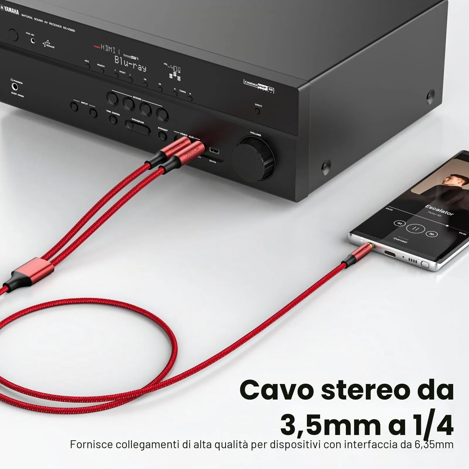 MOSWAG Cavo Audio Jack 3.5mm a Doppio Jack 6.35mm - immagine 3