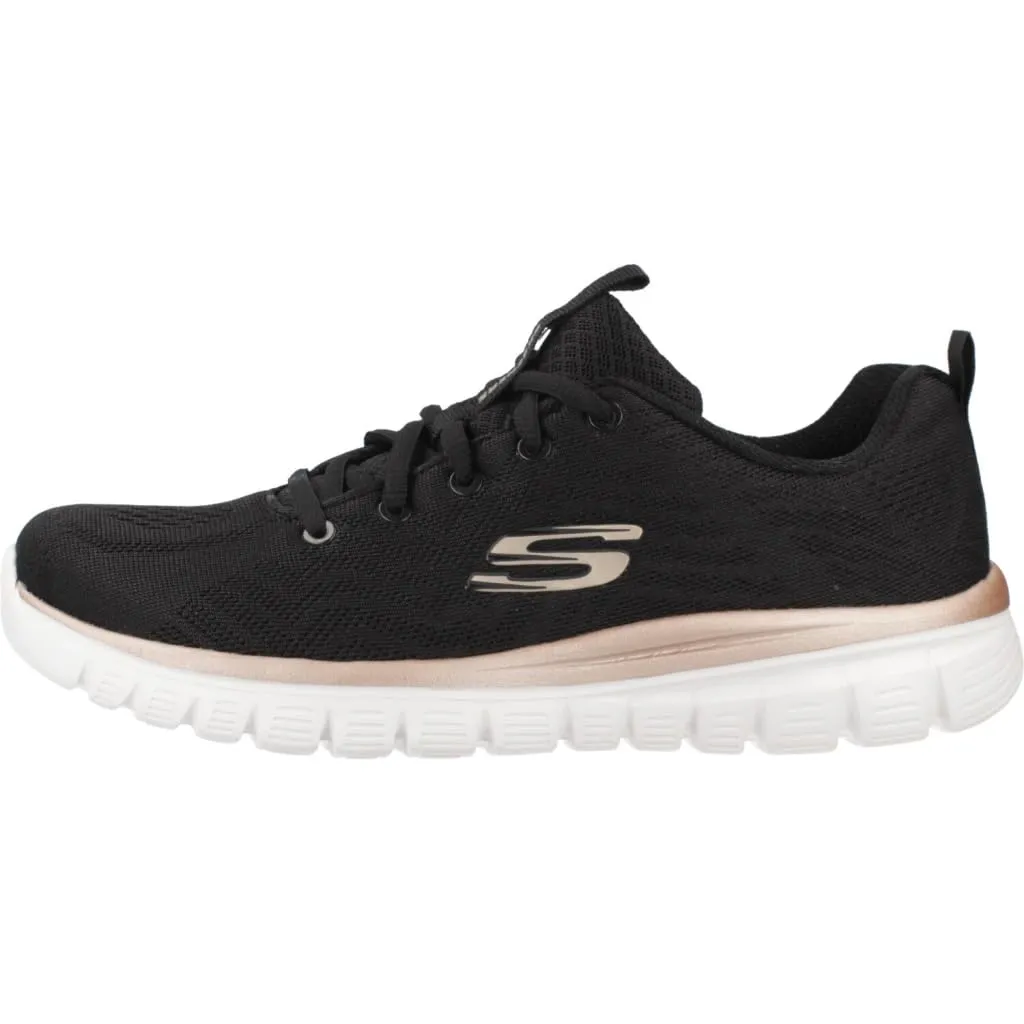 Skechers Scarpe da Ginnastica da Donna - Nero Oro - 35,5 EU - immagine 2