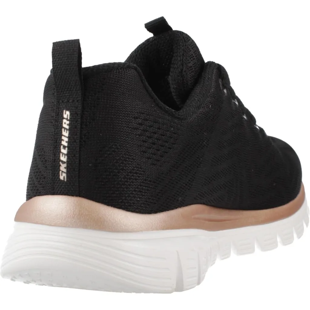 Skechers Scarpe da Ginnastica da Donna - Nero Oro - 35,5 EU - immagine 3