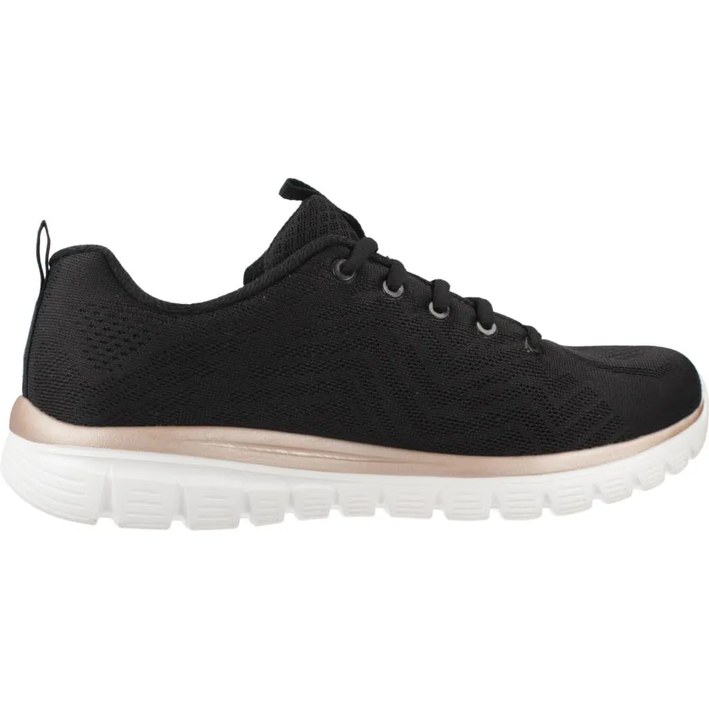 Skechers Scarpe da Ginnastica da Donna - Nero Oro - 35,5 EU - immagine 4