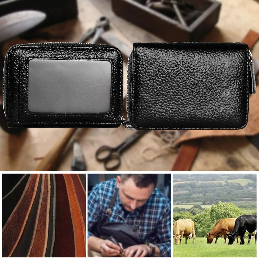 flintronic Porta Carte di Credito in Pelle con Blocco RFID e Cerniera, Nero - immagine 7