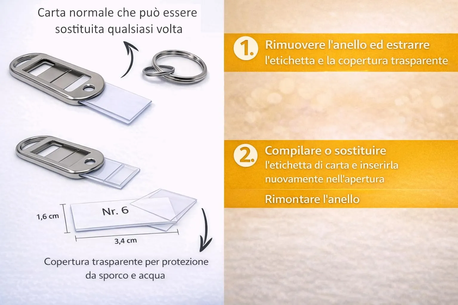 Kahns Trade Portachiavi in Metallo con Etichetta, 2 pz, Argento - immagine 3