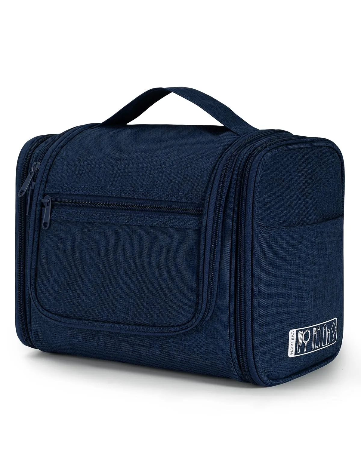 WANDF Borsa da Toilette Appendere per Viaggio, Resistente all'Acqua, Blu Denim - immagine 1