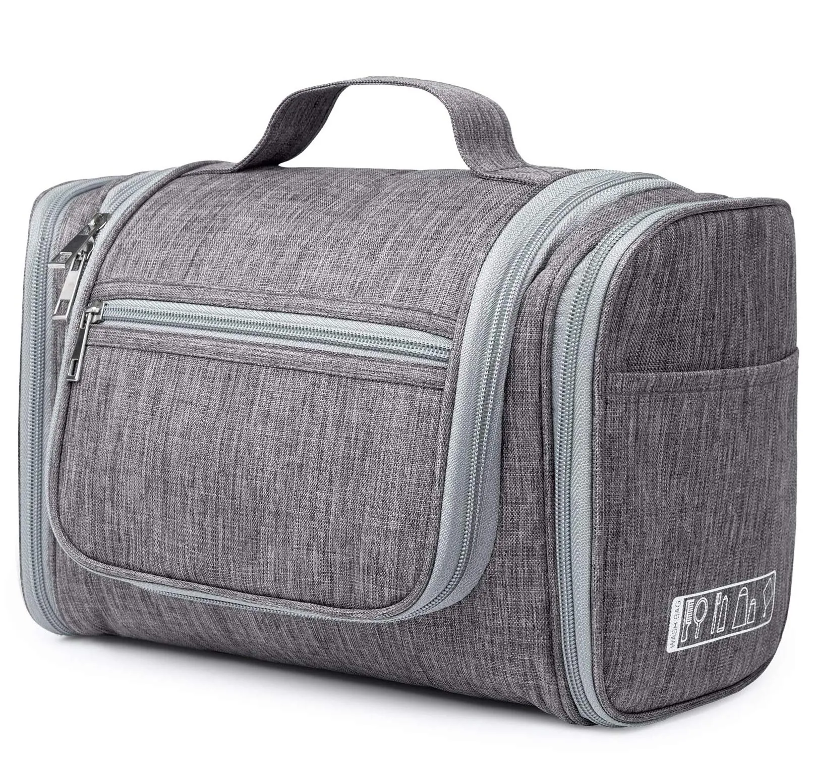 WANDF Borsa da Toilette da Viaggio Appendere Resistente all'Acqua, Grigio - immagine 4