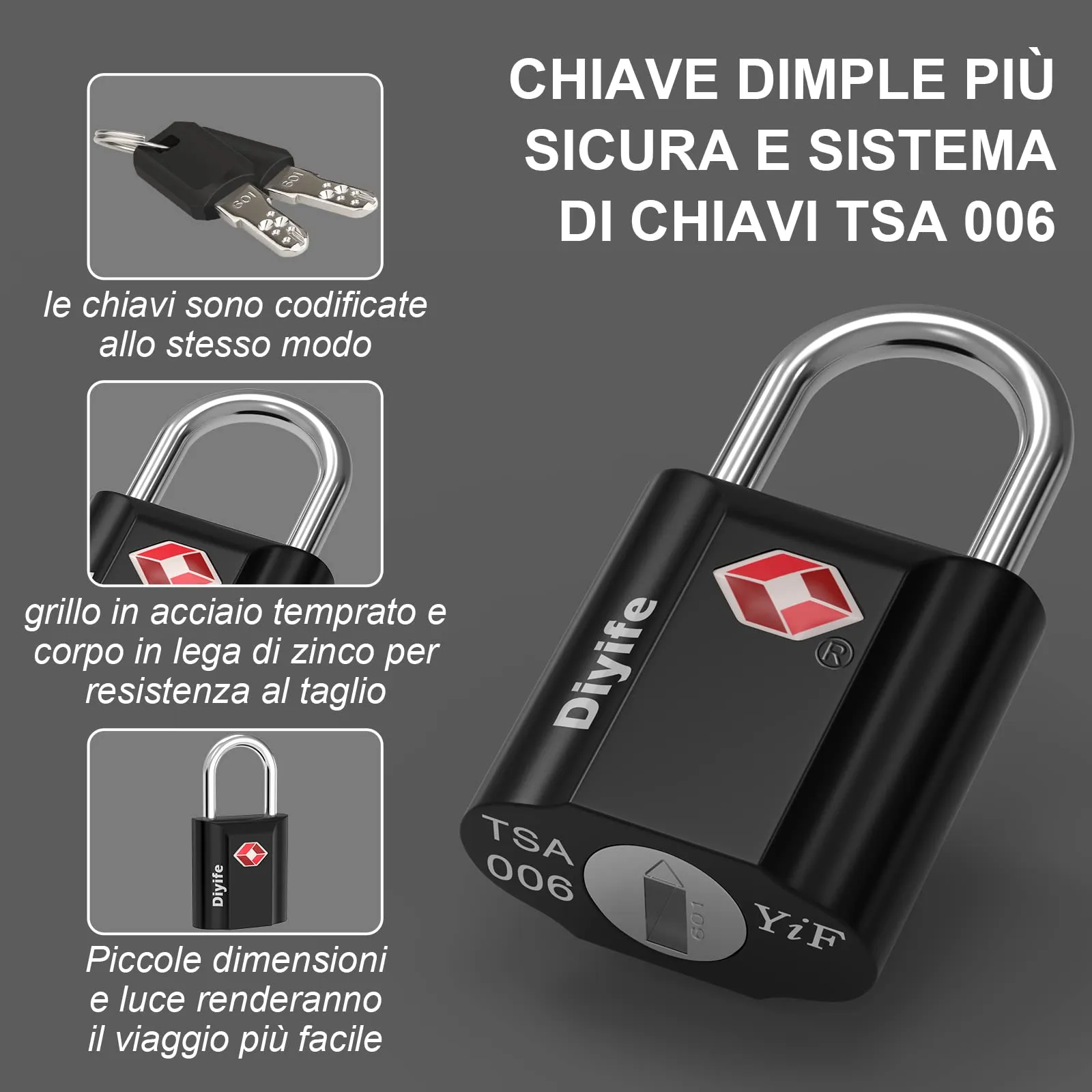 Diyife Lucchetti TSA a Chiave da Viaggio, 2 Pezzi - immagine 3