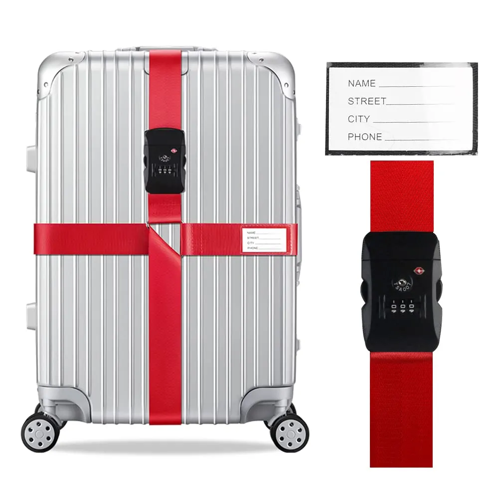 Veki Cinghia per Valigia e Lucchetto TSA, Cinghie Valigie, 1pz Rosso - immagine 1