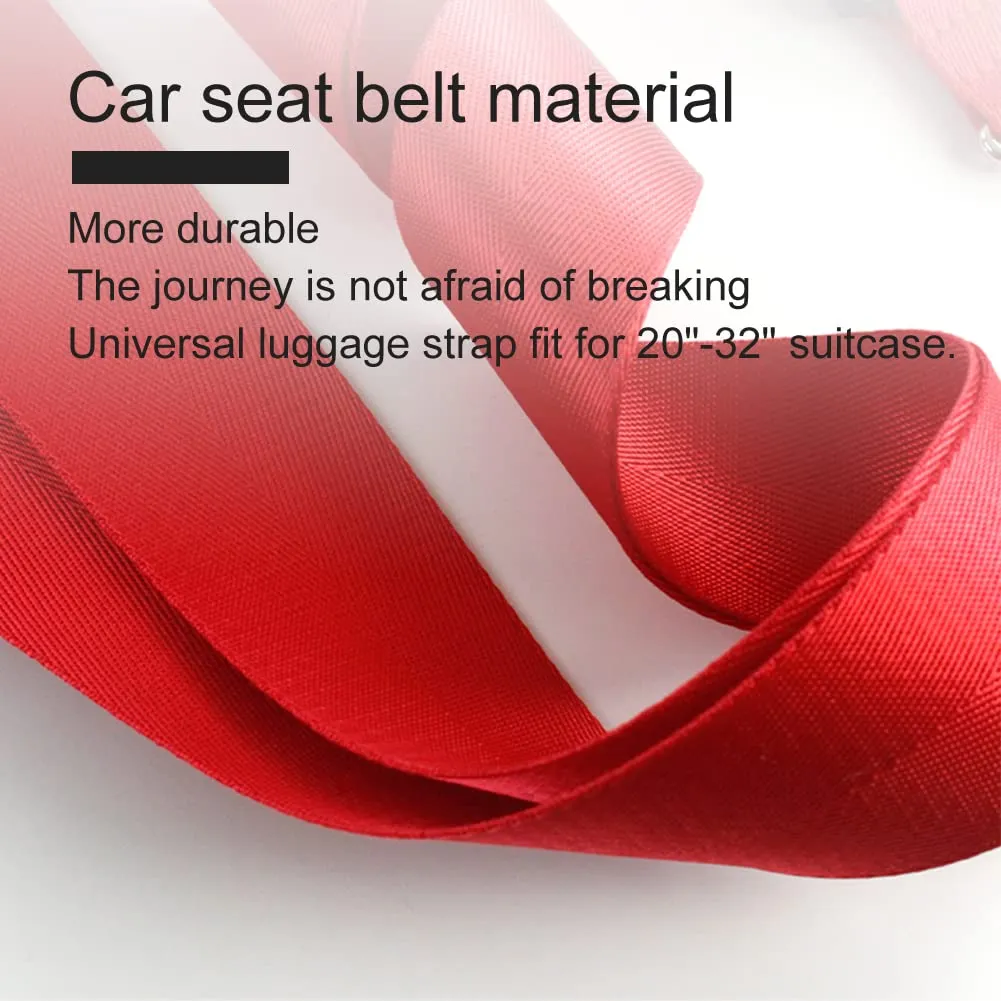 Veki Cinghia per Valigia e Lucchetto TSA, Cinghie Valigie, 4pz Rosso - immagine 5