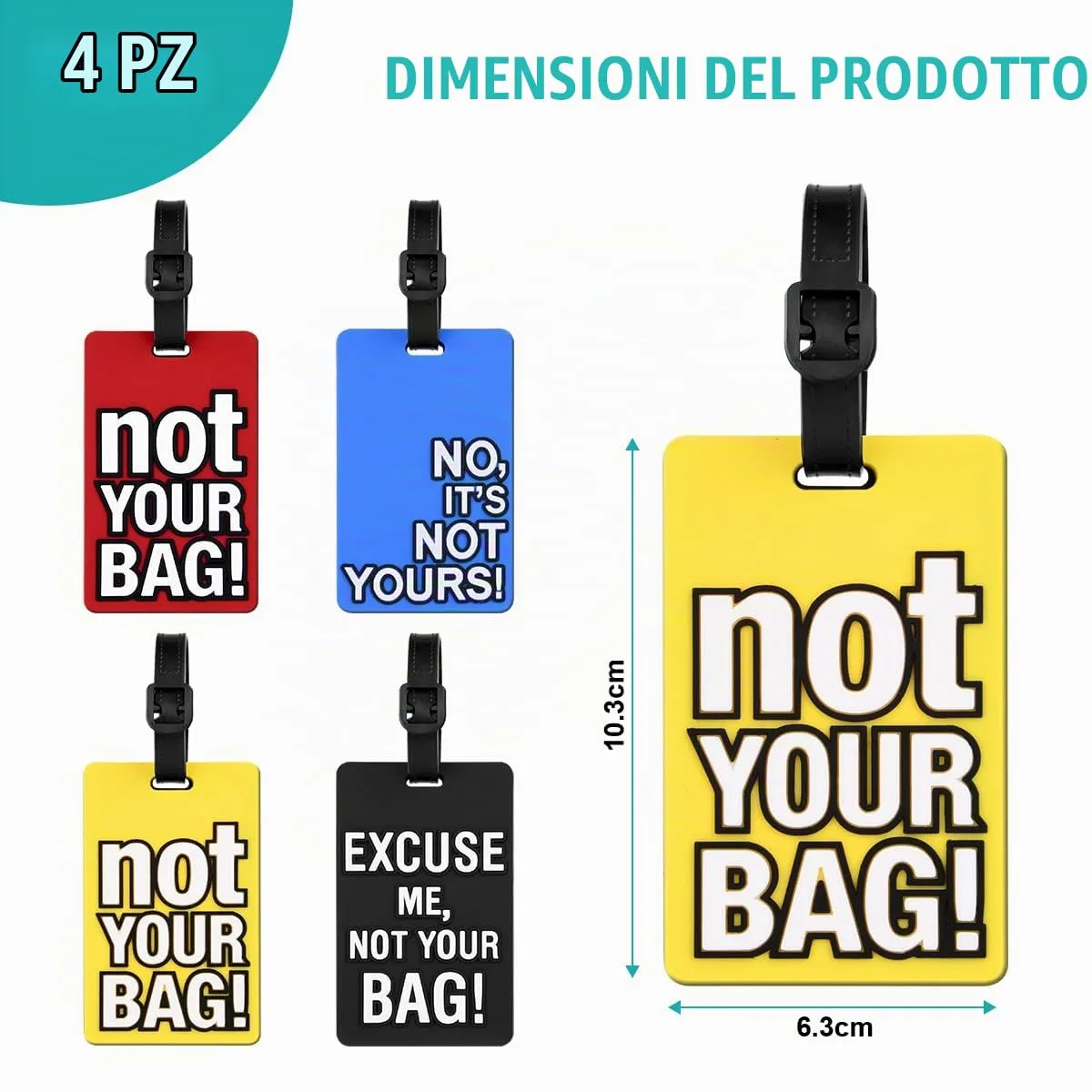 Vicloon Etichette per Bagaglio in Silicone e PVC, 4 Pezzi, Impermeabili - immagine 2