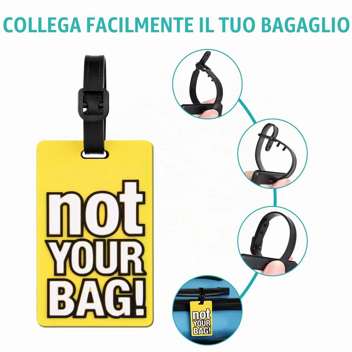 Vicloon Etichette per Bagaglio in Silicone e PVC, 4 Pezzi, Impermeabili - immagine 3