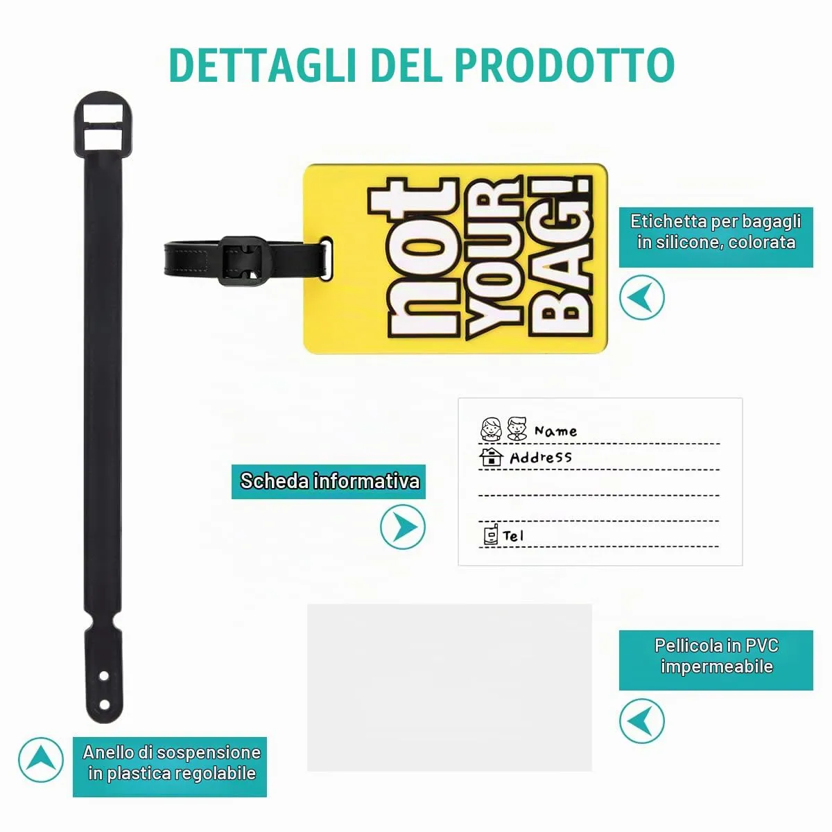 Vicloon Etichette per Bagaglio in Silicone e PVC, 4 Pezzi, Impermeabili - immagine 4