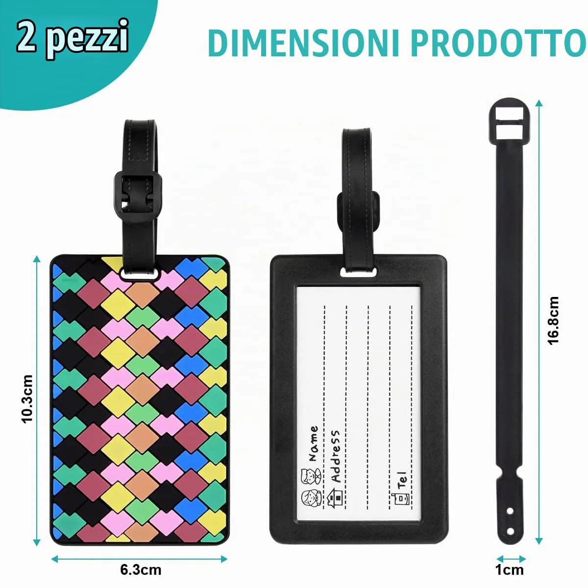 Vicloon Etichette per Valigie in Silicone e PVC, 2 Pezzi - immagine 2