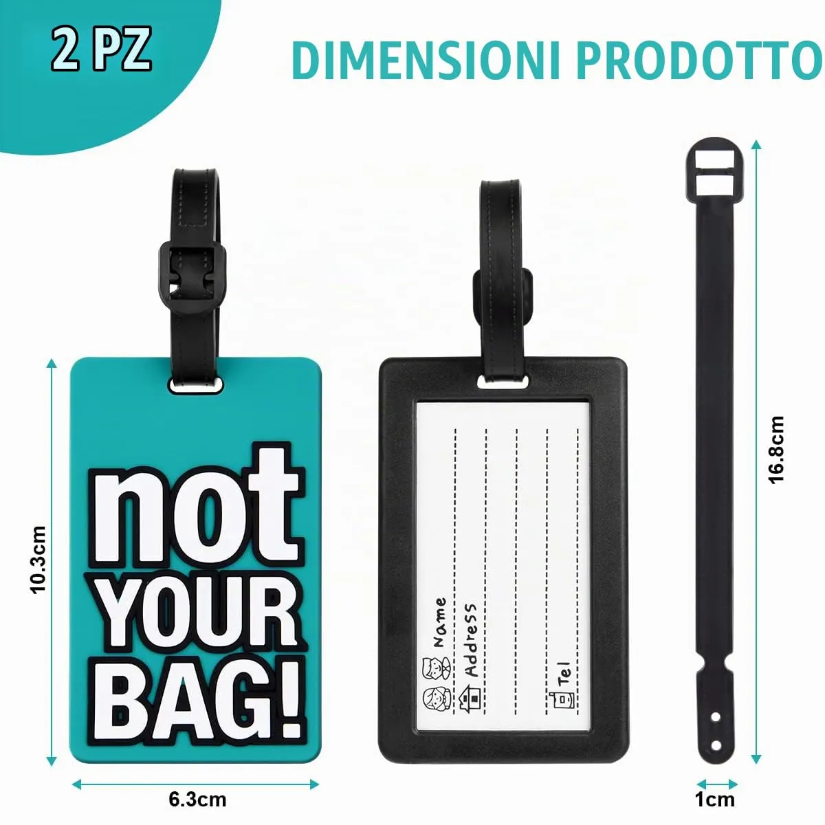 Vicloon Etichette per Valigie, 2 Pezzi, Silicone e PVC, Impermeabili - immagine 2