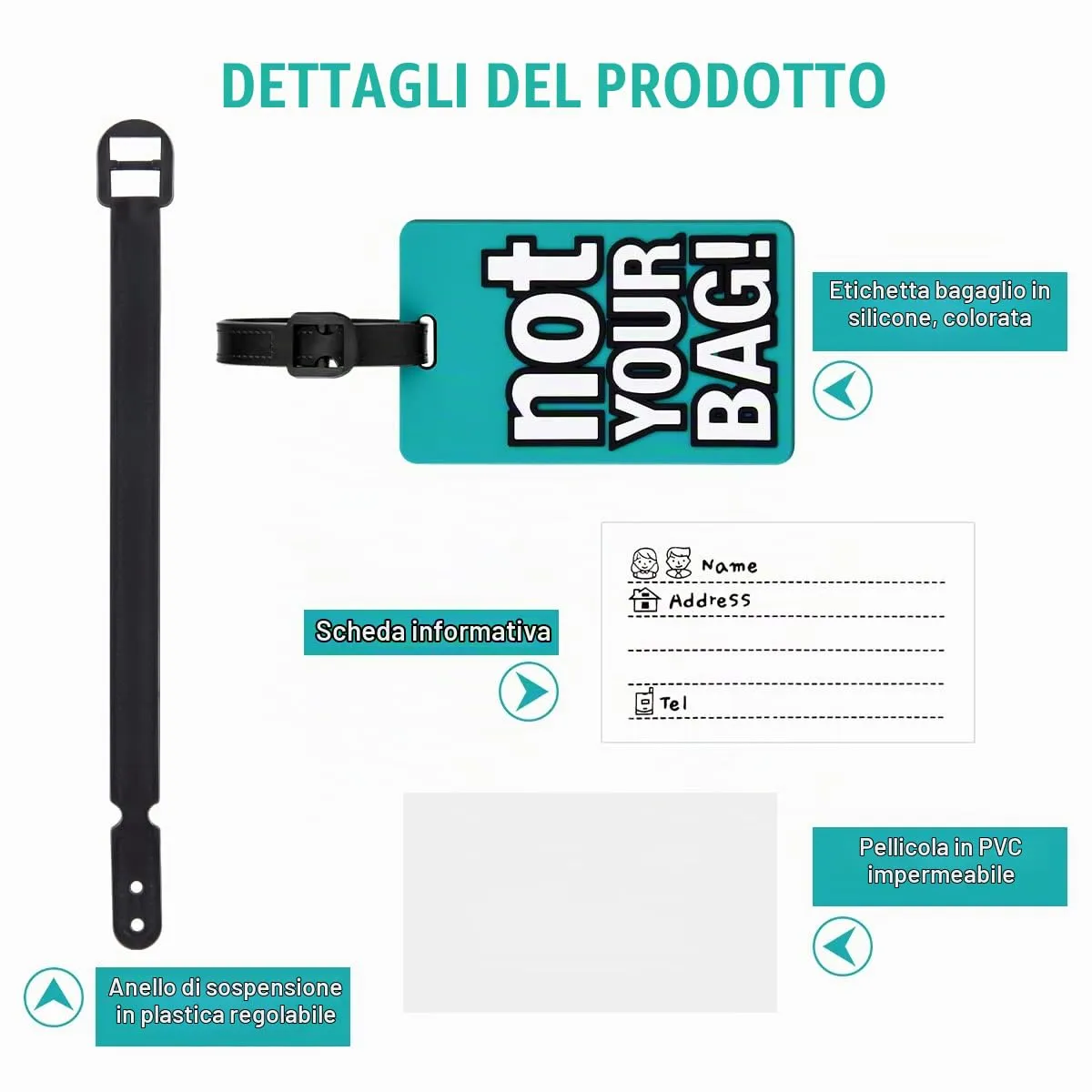 Vicloon Etichette per Valigie, 2 Pezzi, Silicone e PVC, Impermeabili - immagine 4