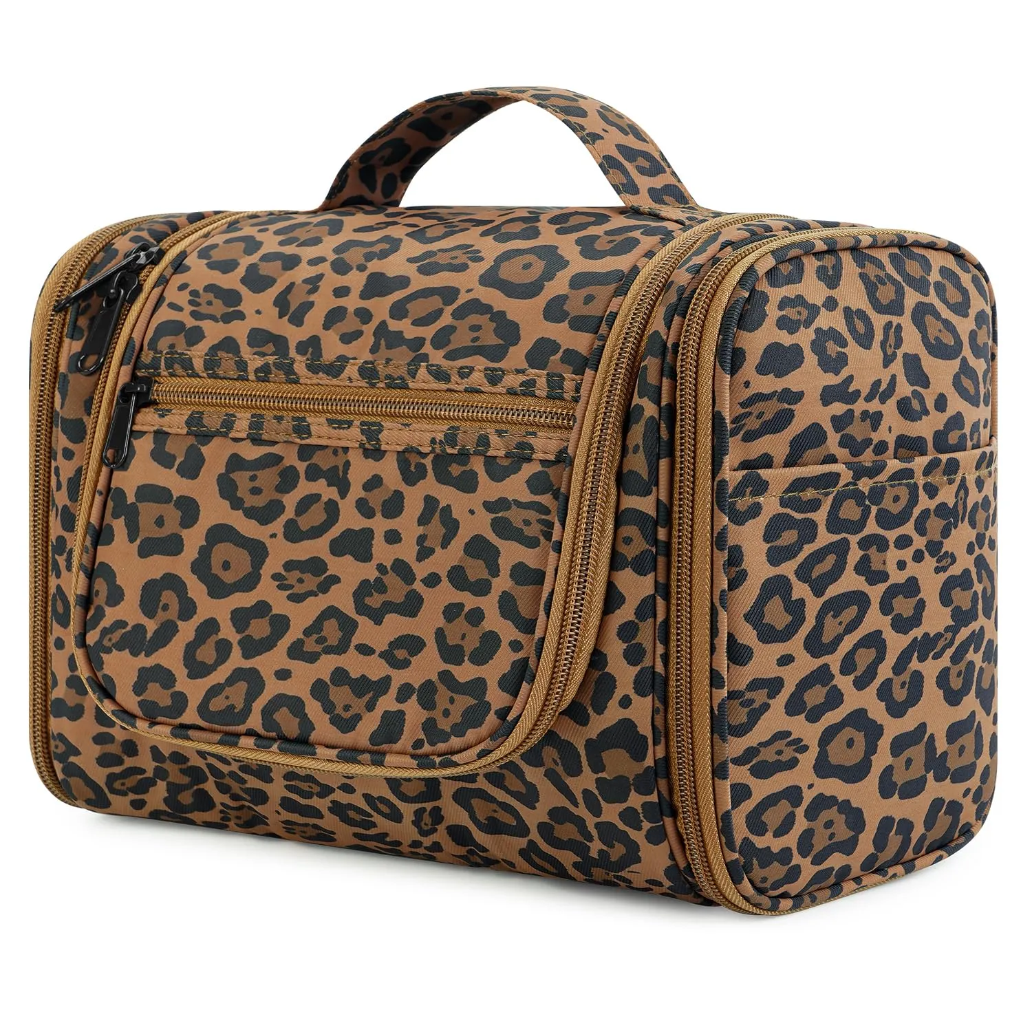 WANDF Borsa da toilette appendere resistente all'acqua per uomo e donne, Leopardo marrone - immagine 1