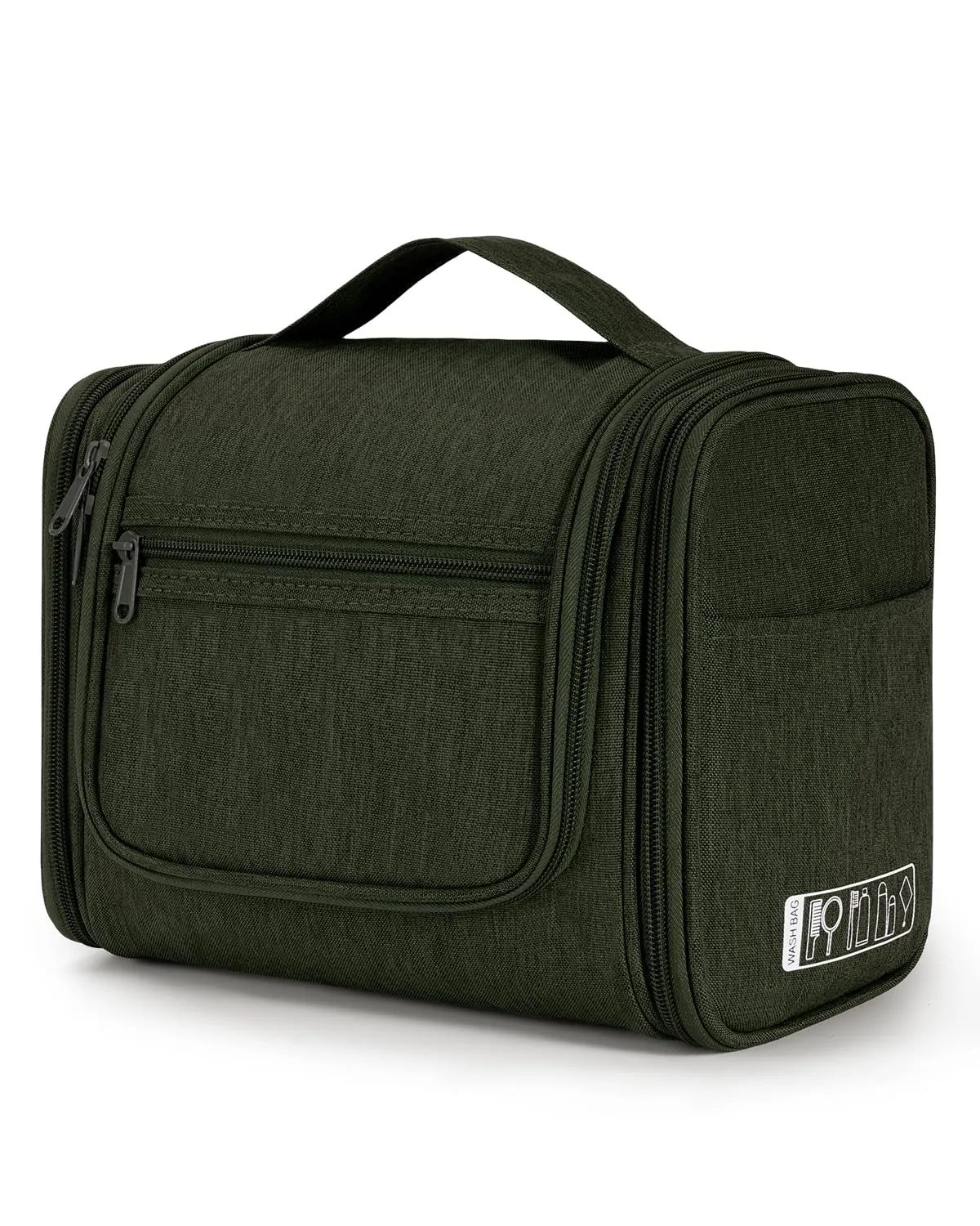 WANDF Borsa da toilette appendere per cosmetici e accessori da viaggio, resistente all'acqua (Verde Scuro) - immagine 1