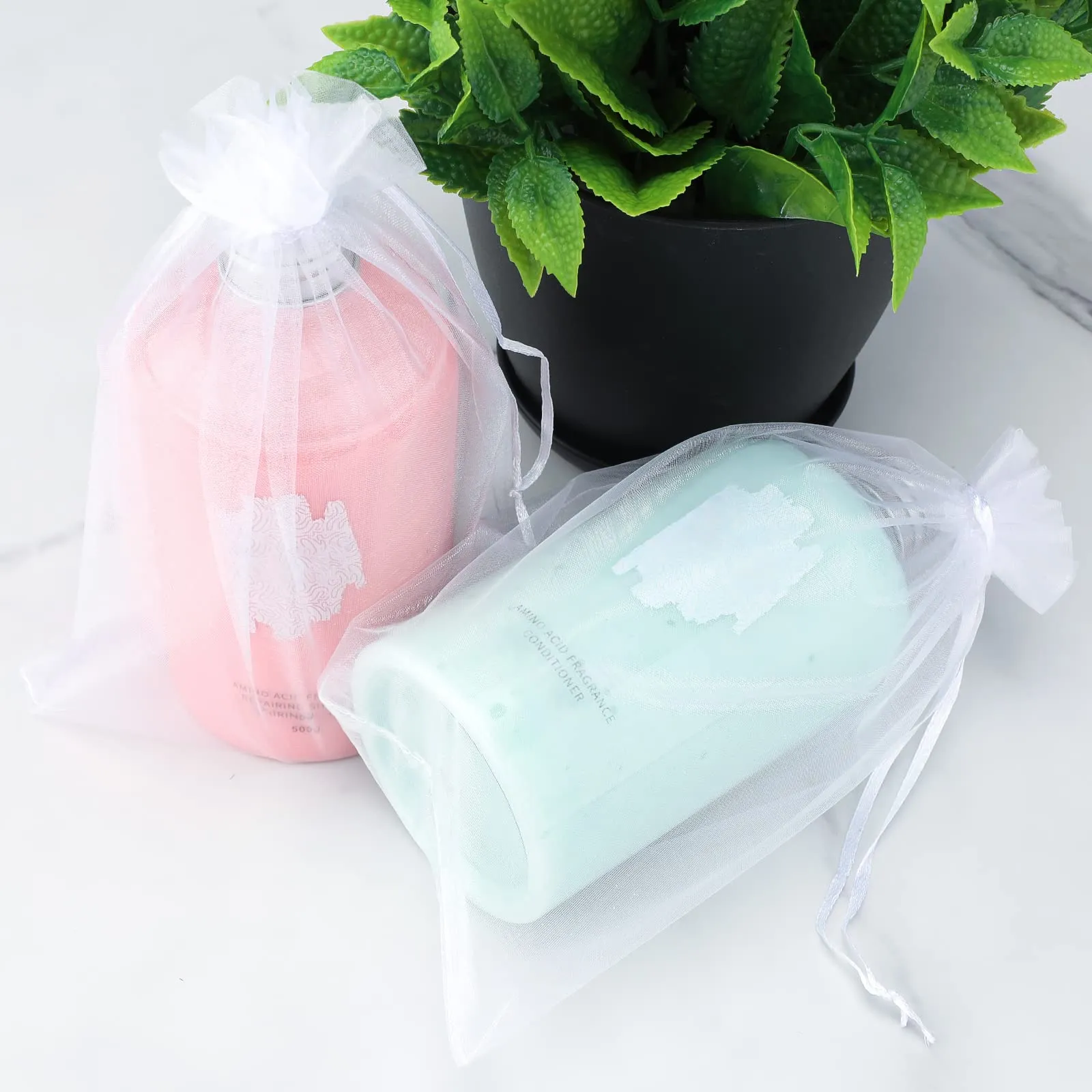 G2PLUS 50PCS Sacchetti Organza Bianco,17x23CM Sacchetti Organza Regalo - immagine 6