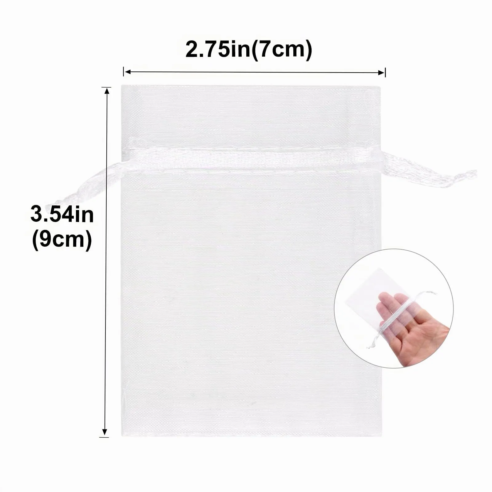G2PLUS 50PCS Sacchetti Organza,7x9cm Sacchetti Organza Regalo Bianco - immagine 2