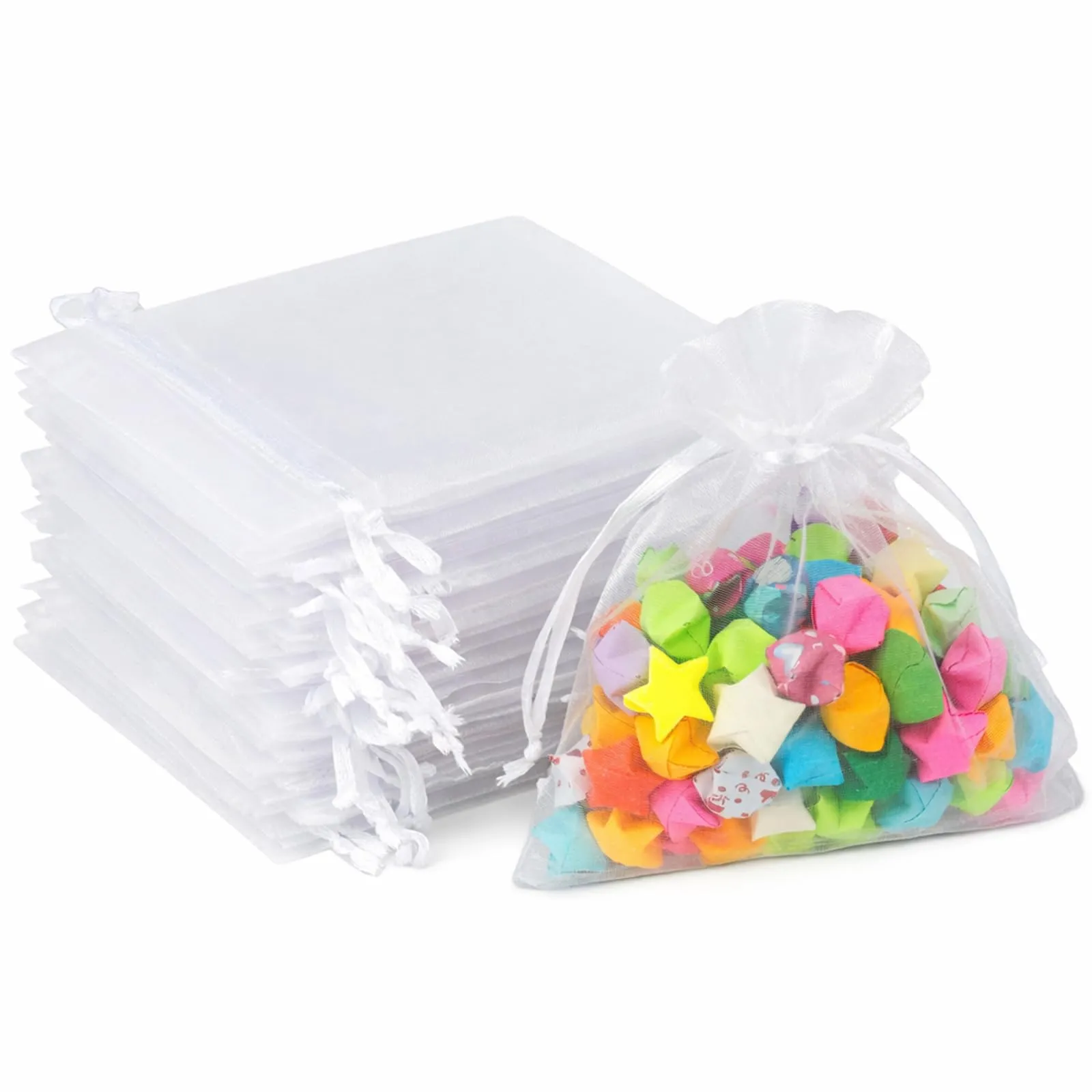 G2PLUS 50PCS Sacchetti Organza Bianco,10x12CM Sacchetti Organza Regalo - immagine 1