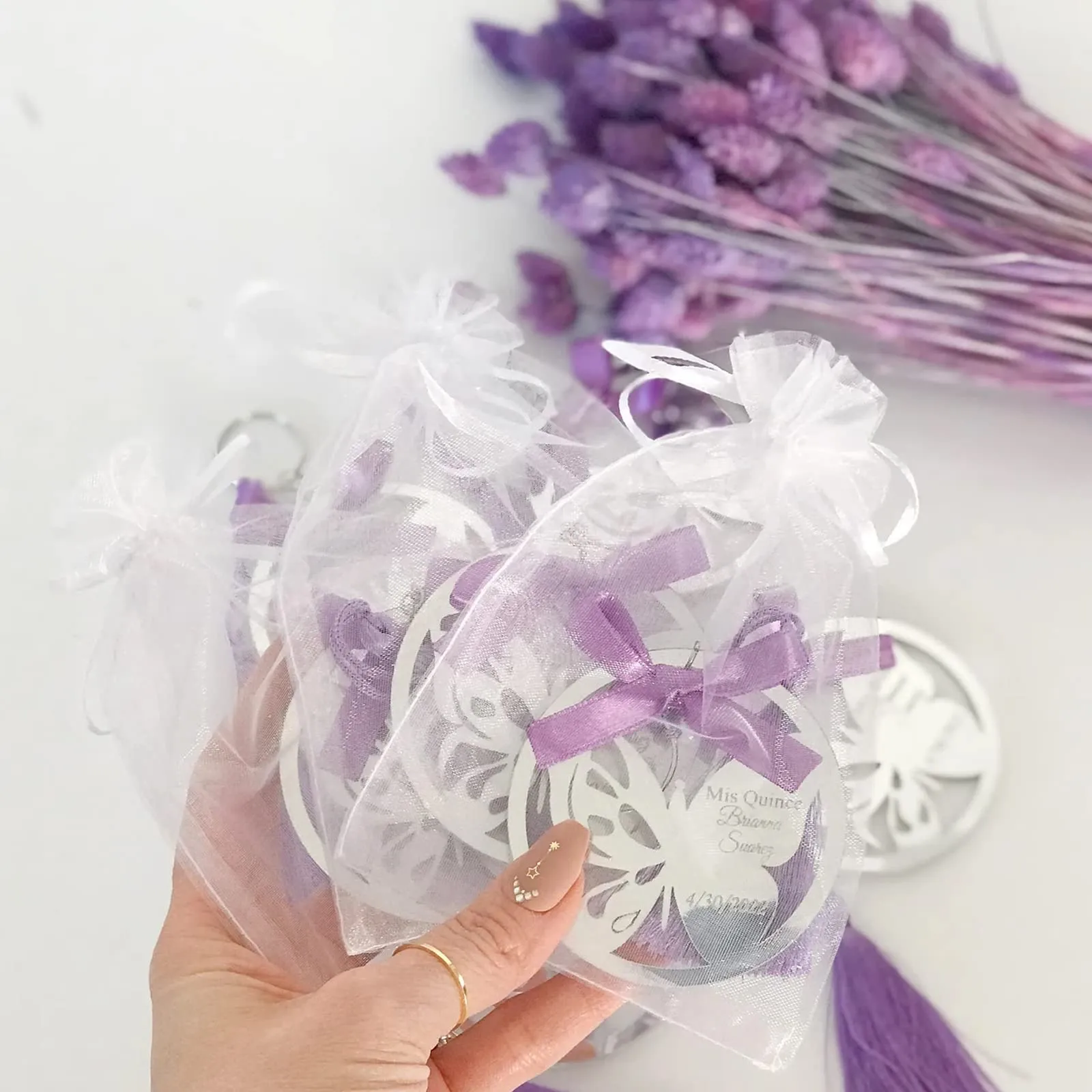 G2PLUS 50PCS Sacchetti Organza Bianco,10x12CM Sacchetti Organza Regalo - immagine 5
