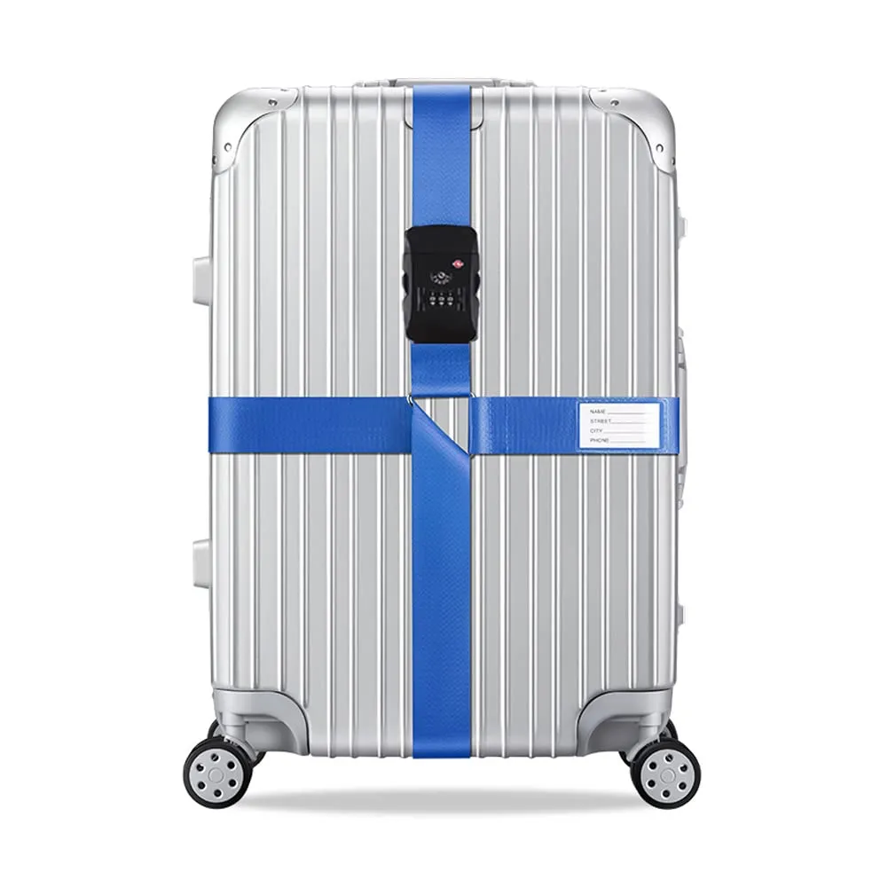 Veki Cinghia per Valigia e Lucchetto TSA, Cinghie Valigie, 2pz Blu - immagine 2