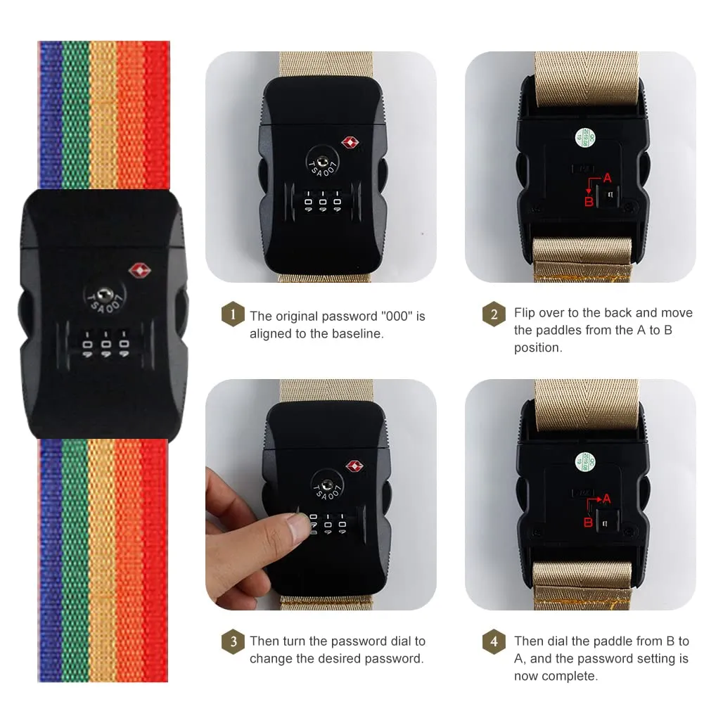 Veki Cinghia per Valigia e Lucchetto TSA, Cinghie Valigie, 2pz Colorato - immagine 3