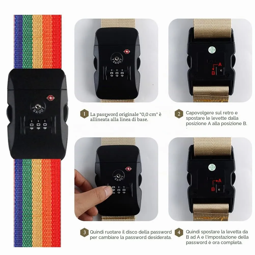 Veki Cinghia per Valigia e Lucchetto TSA, Cinghie Valigie, 1pz Colorato - immagine 3