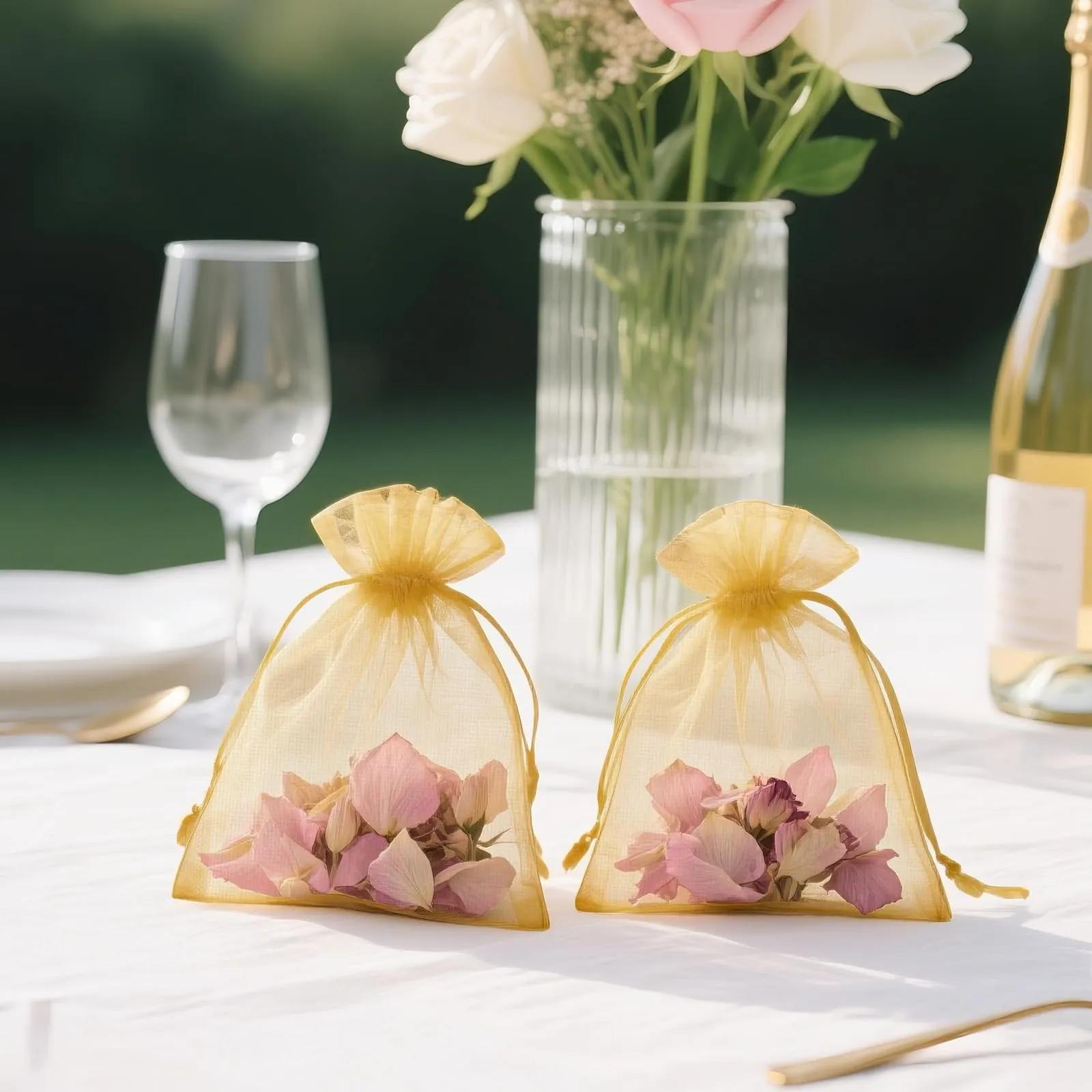 G2PLUS Sacchetti Organza Oro, 10x15cm, 50 Pezzi - immagine 4