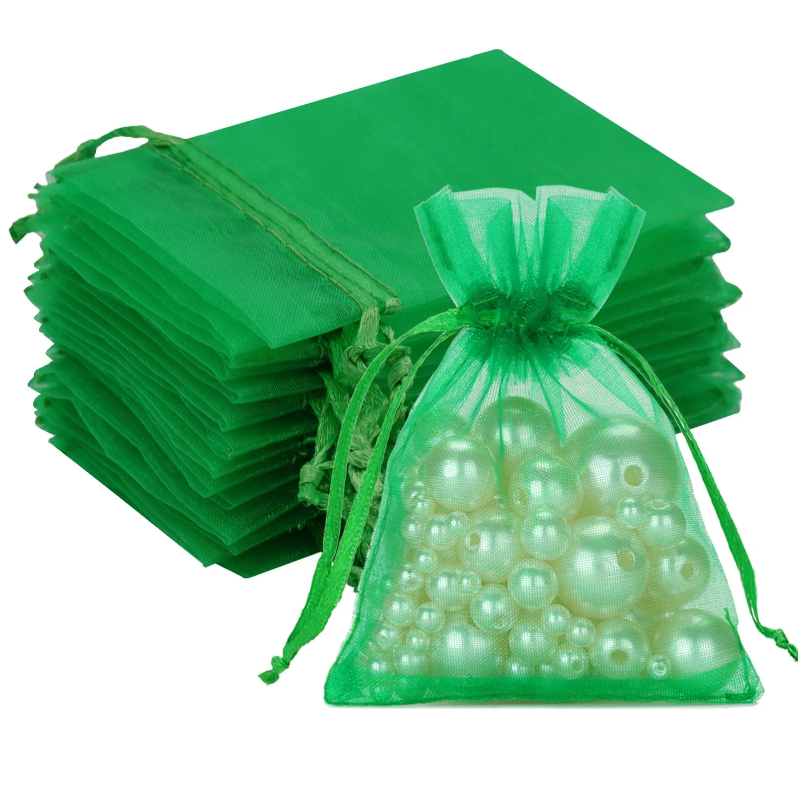 G2PLUS 50PCS Verde Sacchetti Organza,7x9CM Sacchetti Organza Regalo - immagine 1