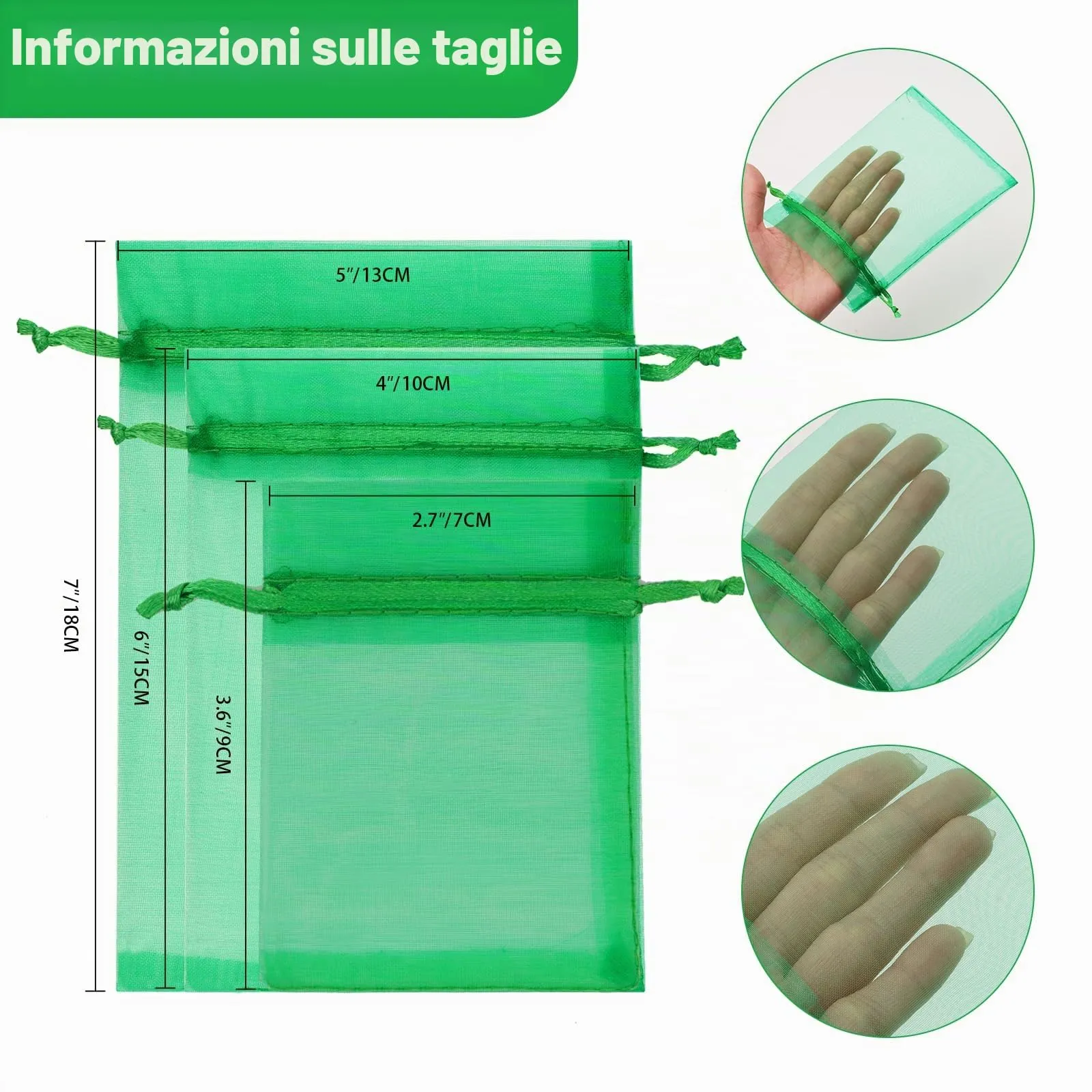 G2PLUS 50PCS Verde Sacchetti Organza,7x9CM Sacchetti Organza Regalo - immagine 2