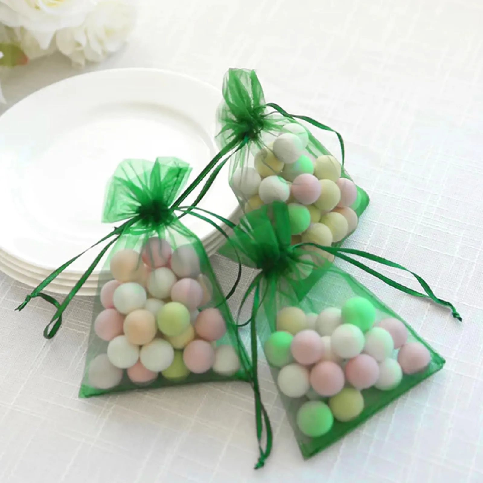 G2PLUS 50PCS Verde Sacchetti Organza,7x9CM Sacchetti Organza Regalo - immagine 4
