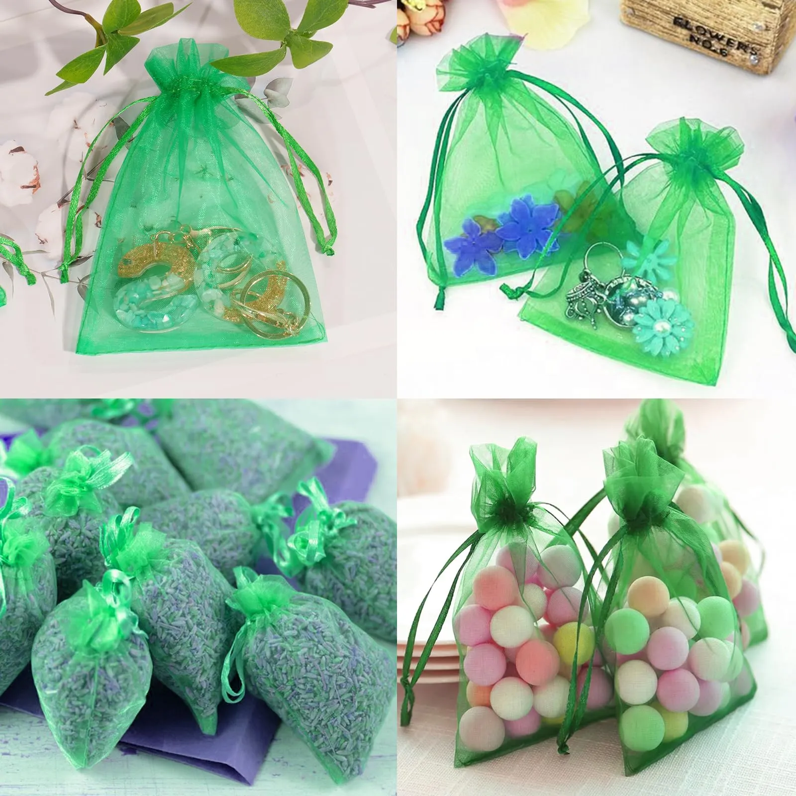 G2PLUS 50PCS Verde Sacchetti Organza,7x9CM Sacchetti Organza Regalo - immagine 6