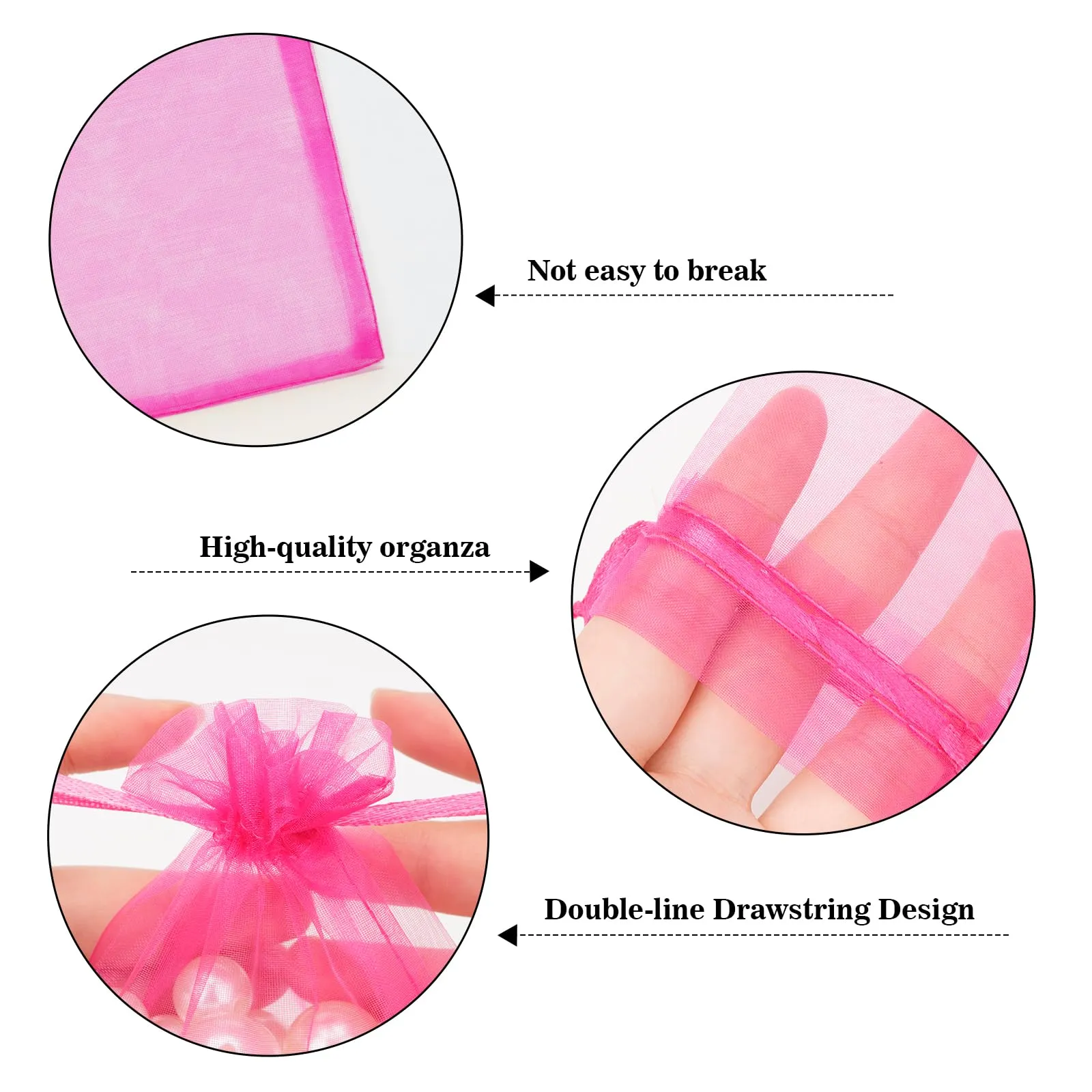 G2PLUS Sacchetti Organza Rosa, 10x15cm, 50 Pezzi - immagine 3
