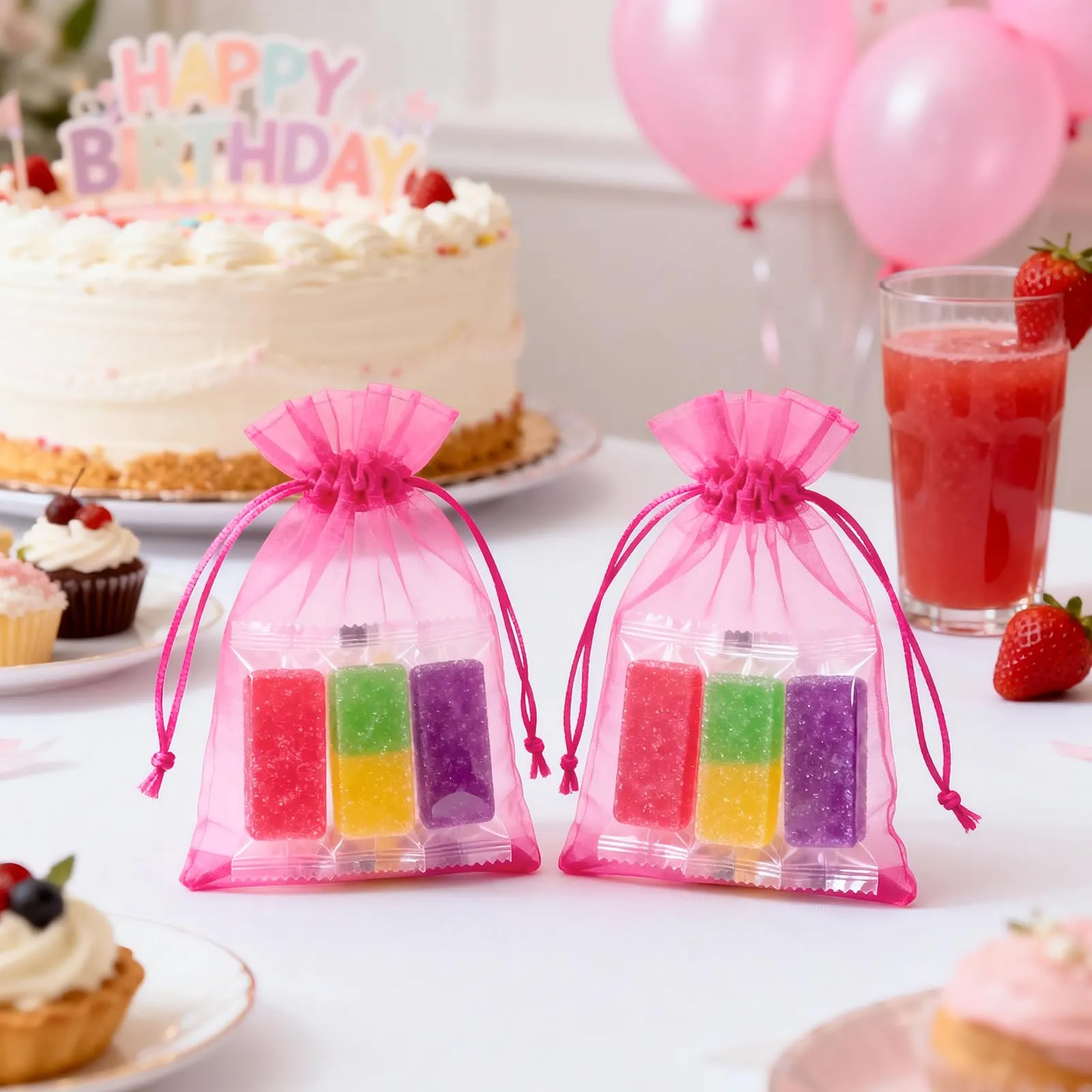 G2PLUS Sacchetti Organza Rosa, 10x15cm, 50 Pezzi - immagine 7