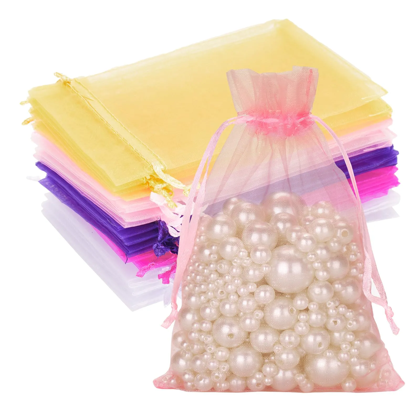 G2PLUS 50PCS Multicolore Sacchetti Organza,10x15cm Sacchetti Organza Regalo - immagine 1