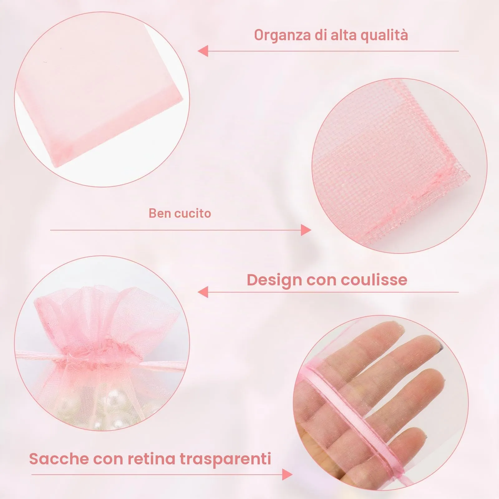 G2PLUS 50PCS Multicolore Sacchetti Organza,10x15cm Sacchetti Organza Regalo - immagine 3