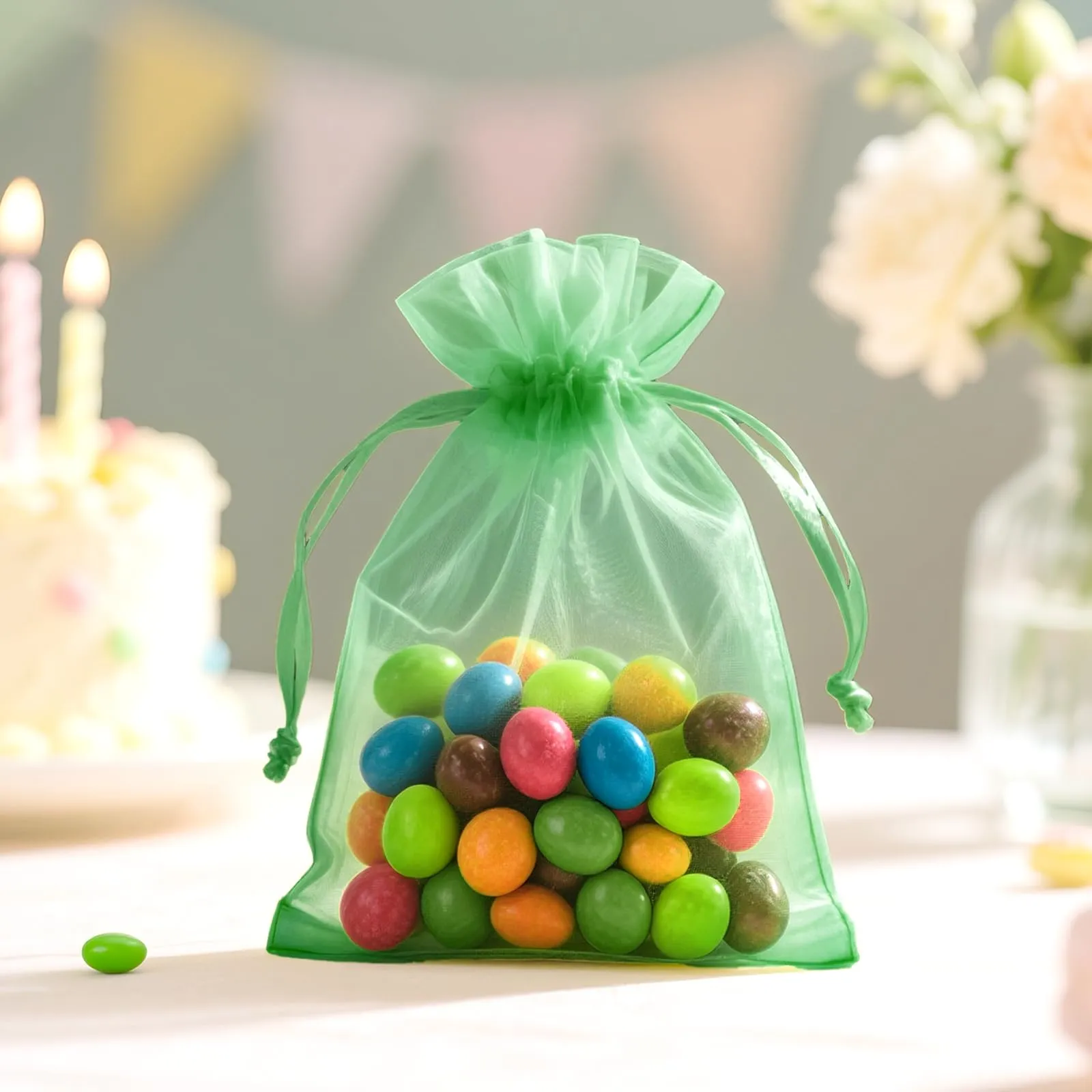 G2PLUS 50PCS Verde Sacchetti Organza,10x15CM Sacchetti Organza Regalo - immagine 6