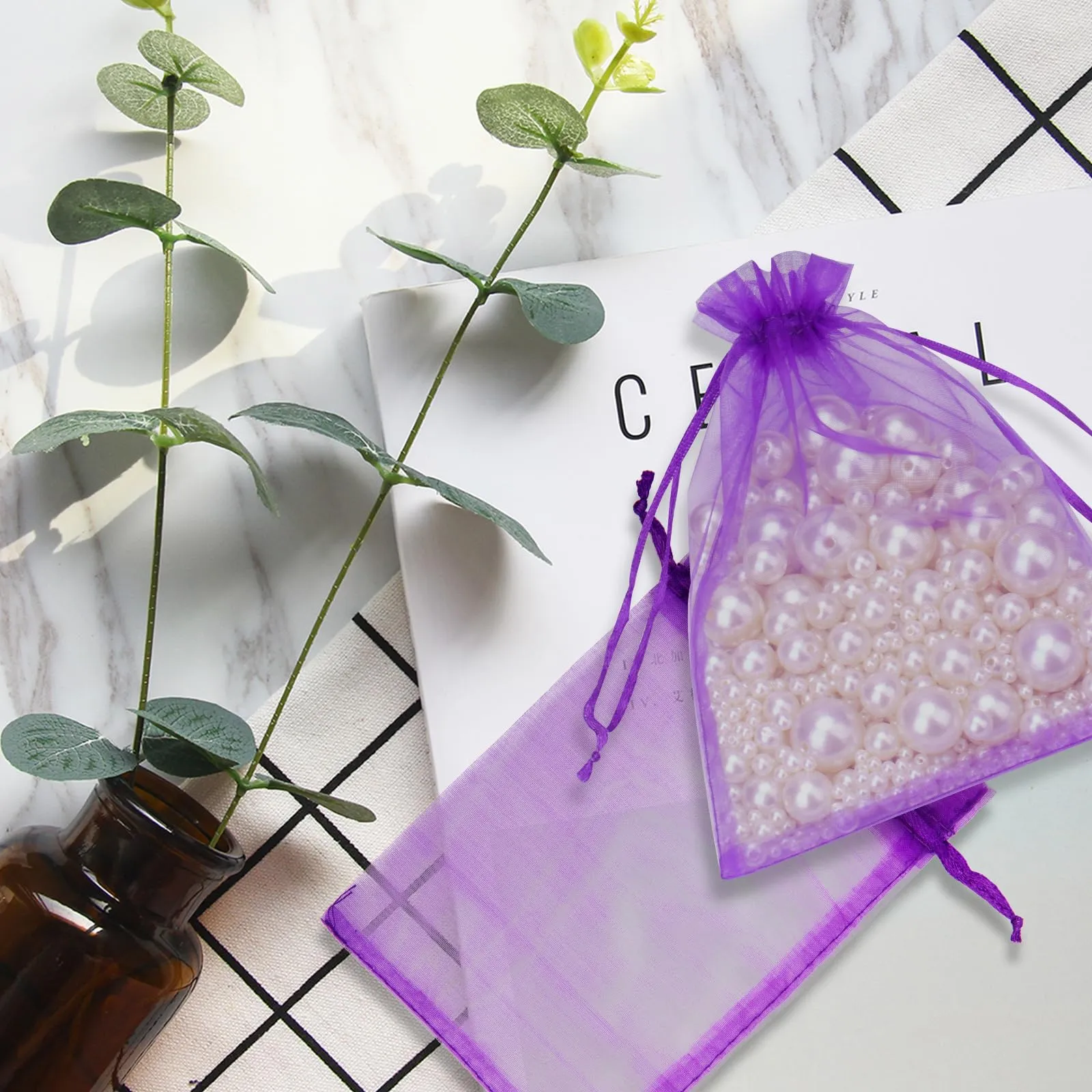G2PLUS Viola Organza Gift Bags, 10x15cm, 50 Pieces - immagine 5