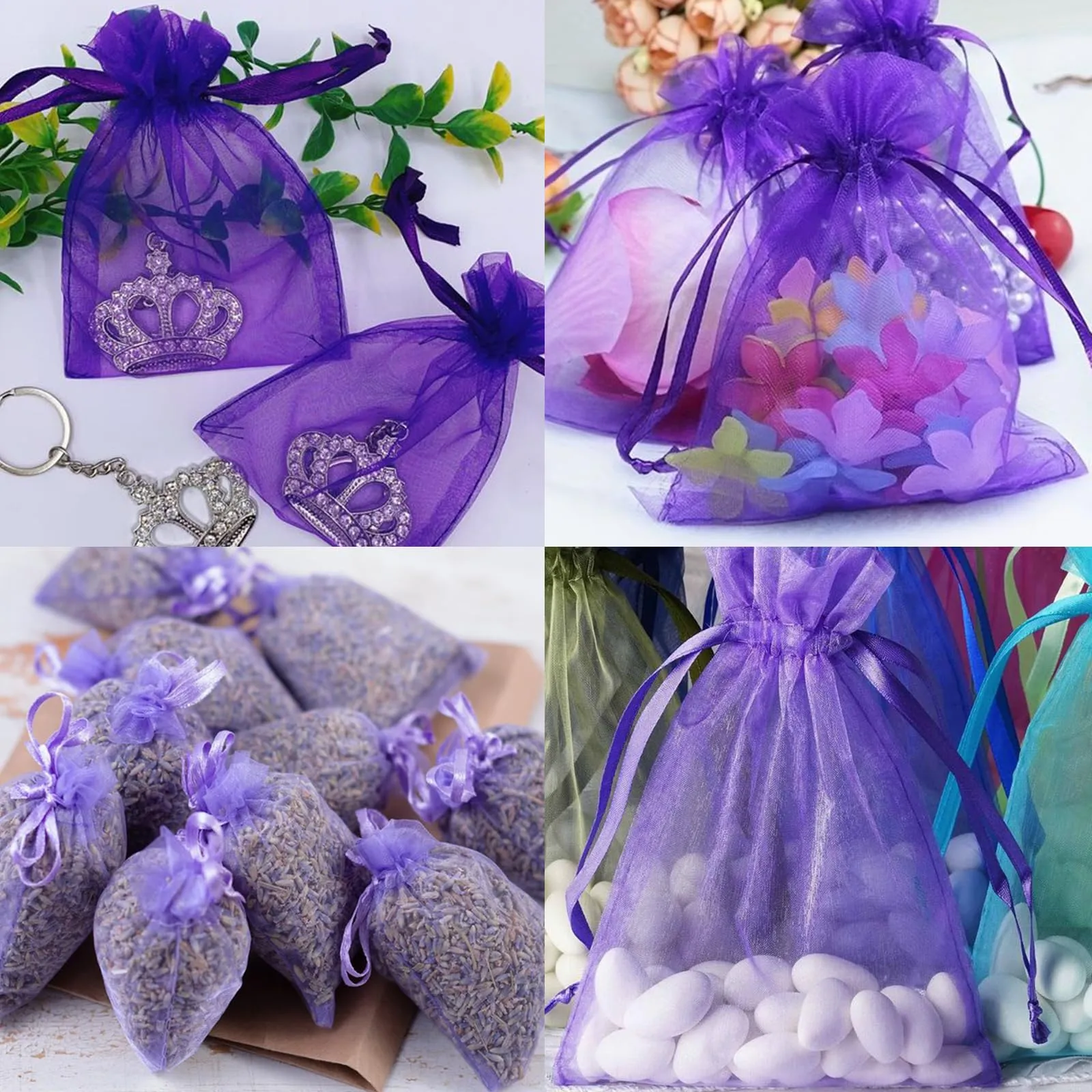 G2PLUS Viola Organza Gift Bags, 10x15cm, 50 Pieces - immagine 6