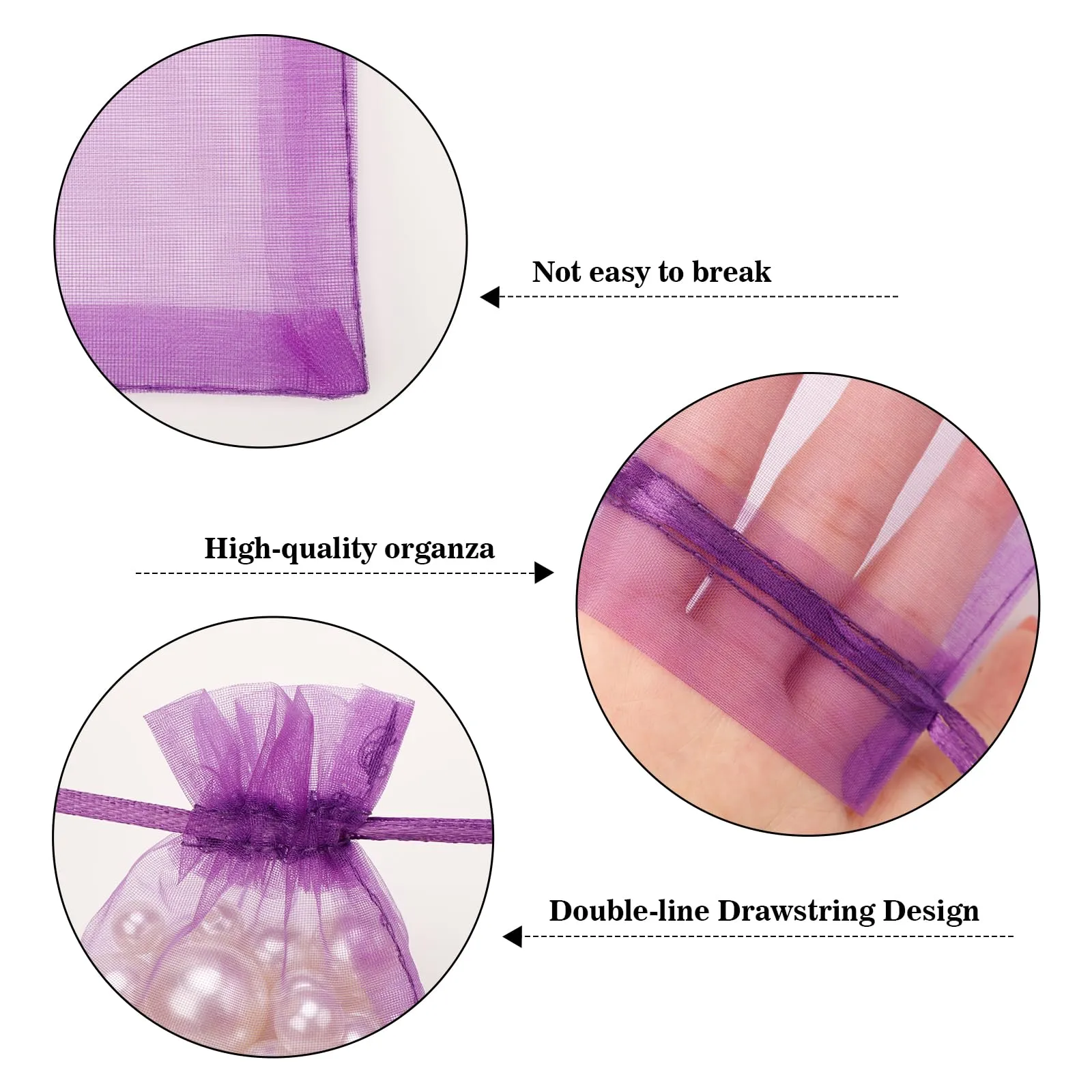 G2PLUS 50PCS Viola Sacchetti Organza,7x9CM Sacchetti Organza Regalo - immagine 3