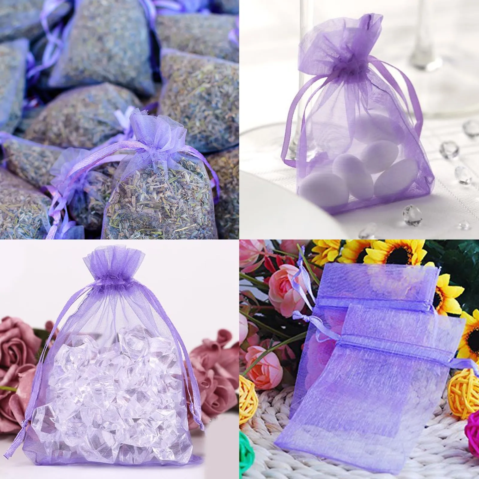 G2PLUS 50PCS Viola Sacchetti Organza,7x9CM Sacchetti Organza Regalo - immagine 7