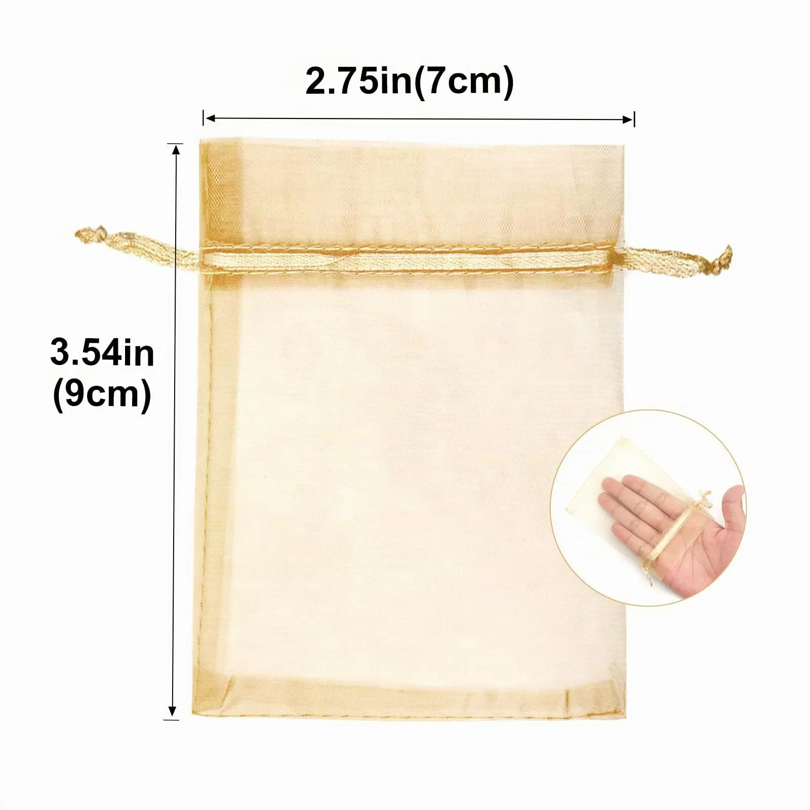 G2PLUS 50PCS Oro Sacchetti Organza,7x9CM Sacchetti Organza Regalo - immagine 2
