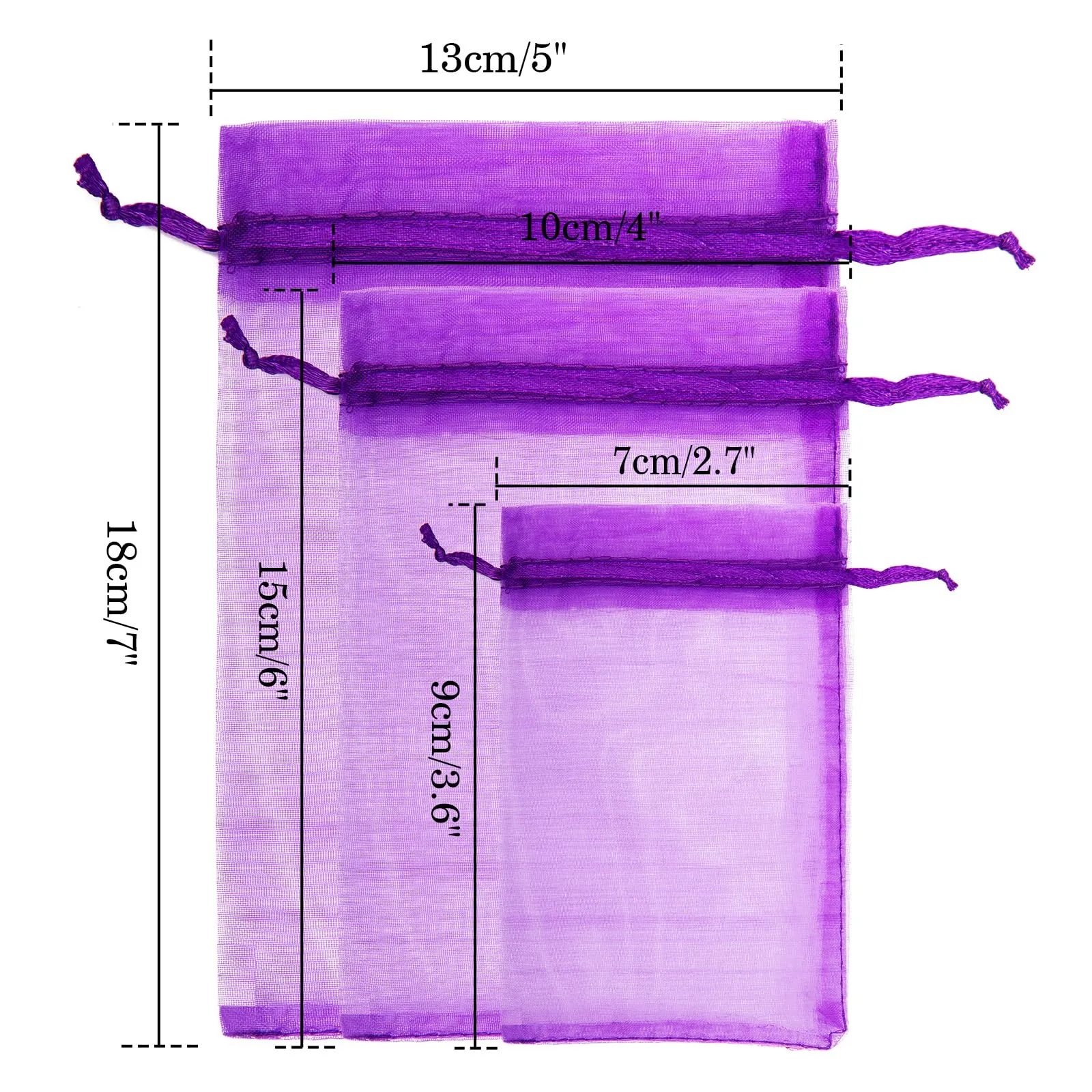 G2PLUS Organza Gift Bags, Viola, 13x18cm, 50 Pieces - immagine 2
