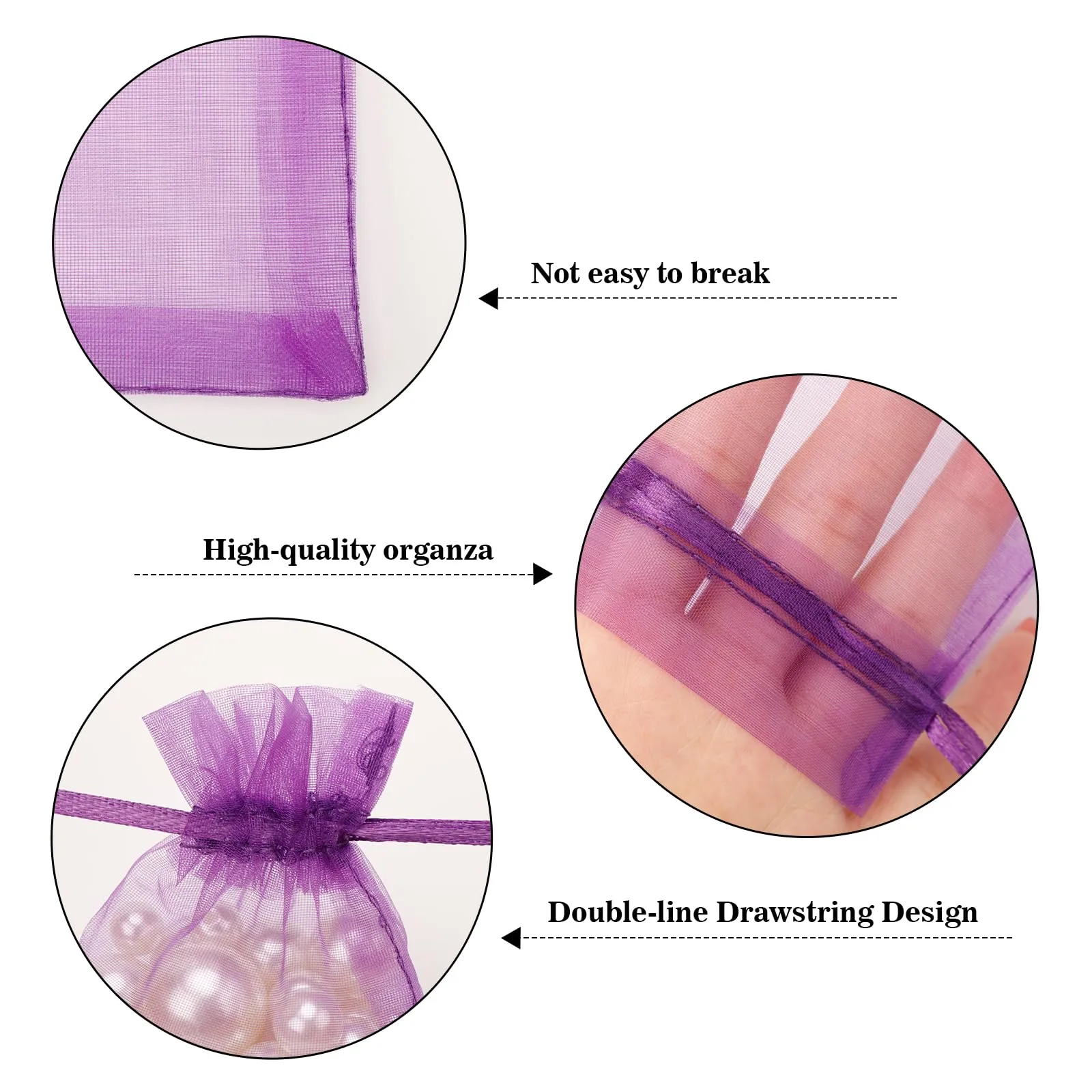 G2PLUS Organza Gift Bags, Viola, 13x18cm, 50 Pieces - immagine 3