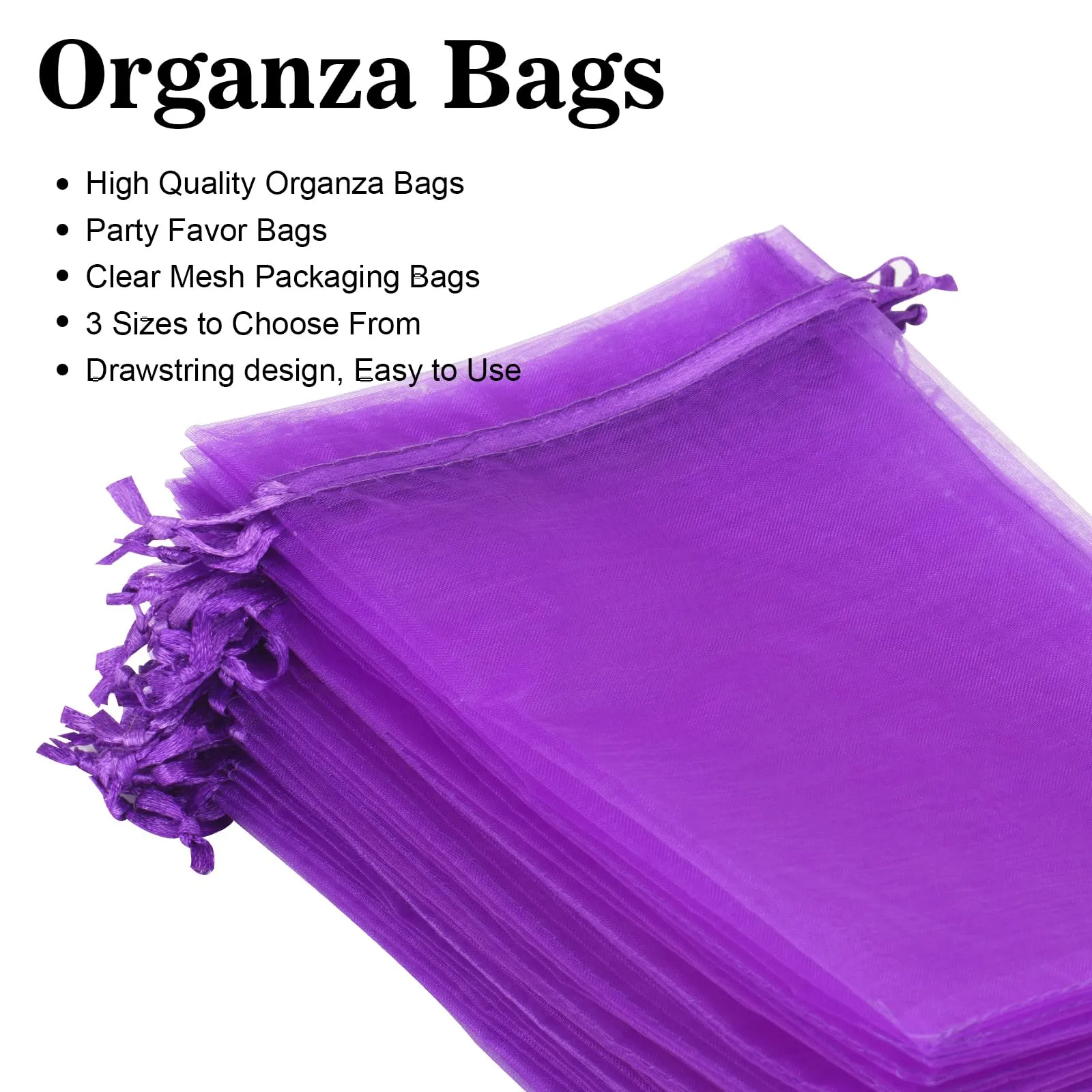 G2PLUS Organza Gift Bags, Viola, 13x18cm, 50 Pieces - immagine 4