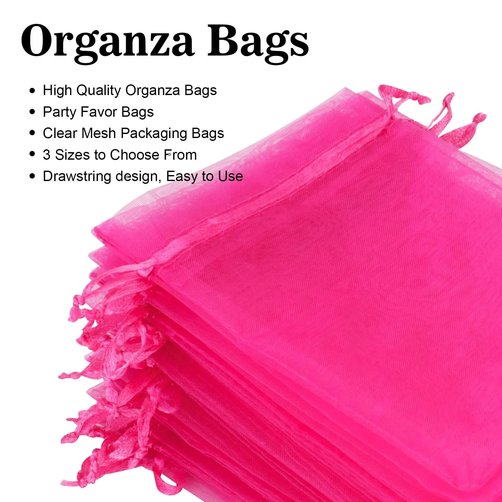 G2PLUS Sacchetti Organza Rosa, 13x18cm, 50 Pezzi - immagine 4