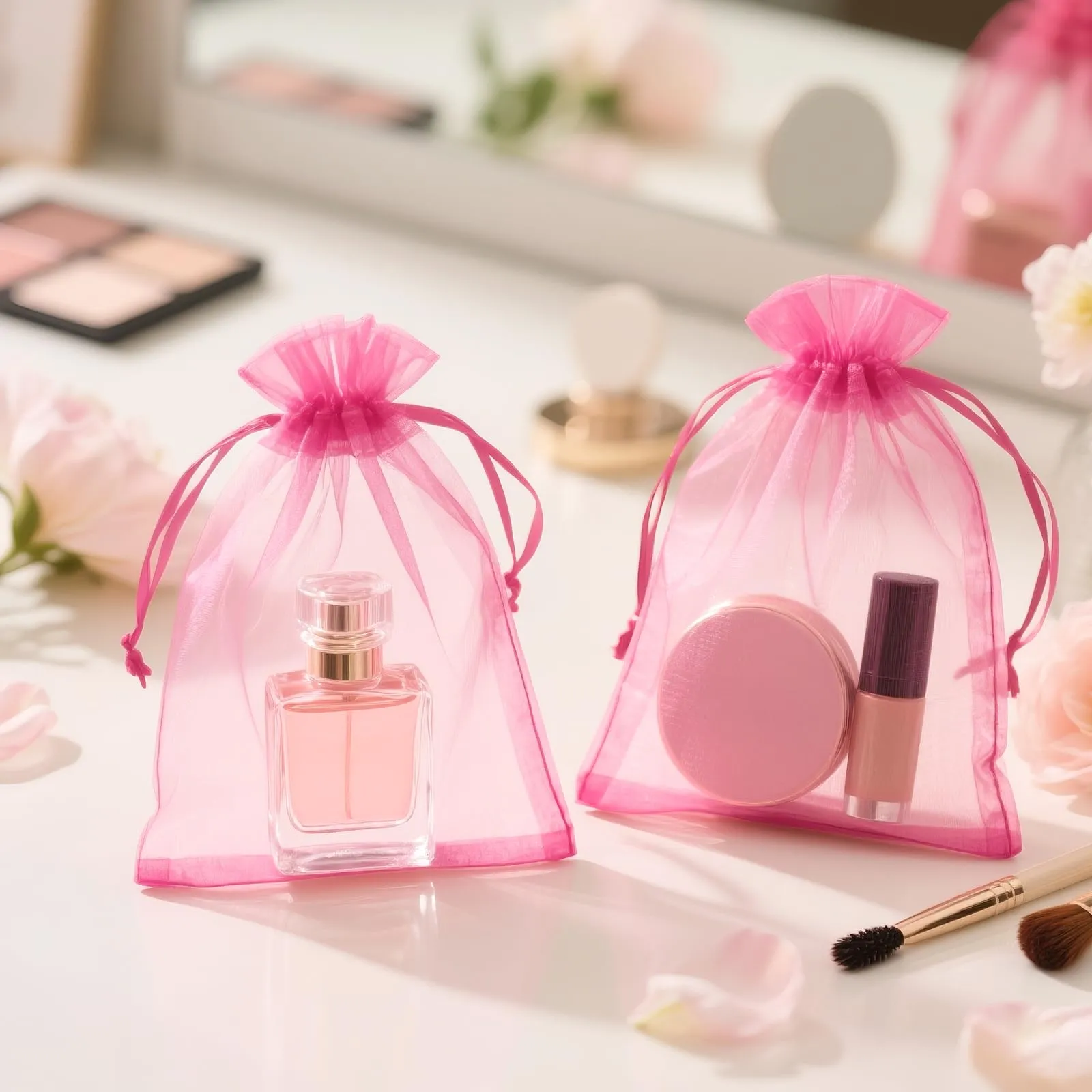 G2PLUS Sacchetti Organza Rosa, 13x18cm, 50 Pezzi - immagine 6