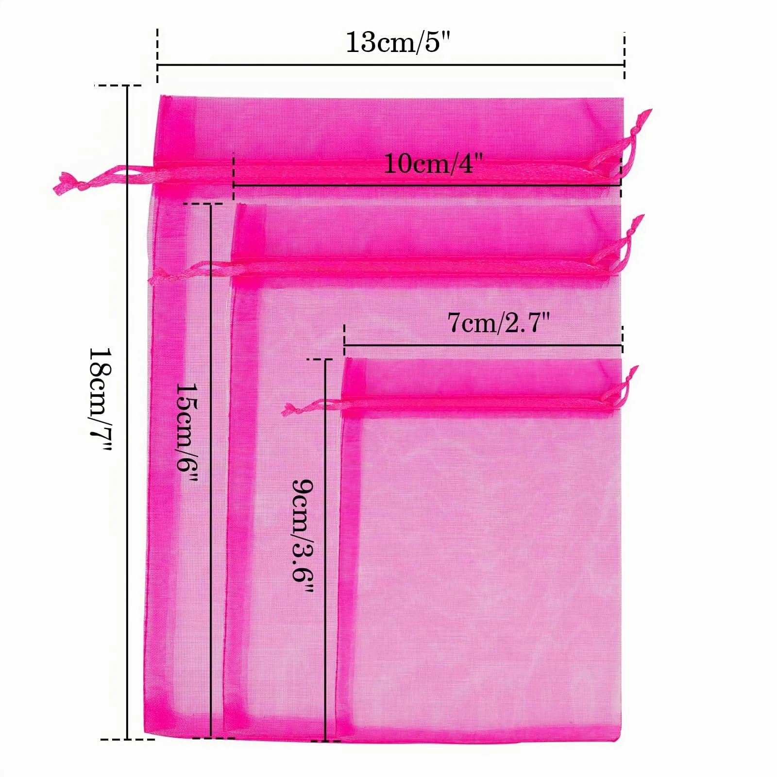 G2PLUS 50PCS Rosa Sacchetti Organza,7x9CM Sacchetti Organza Regalo - immagine 2